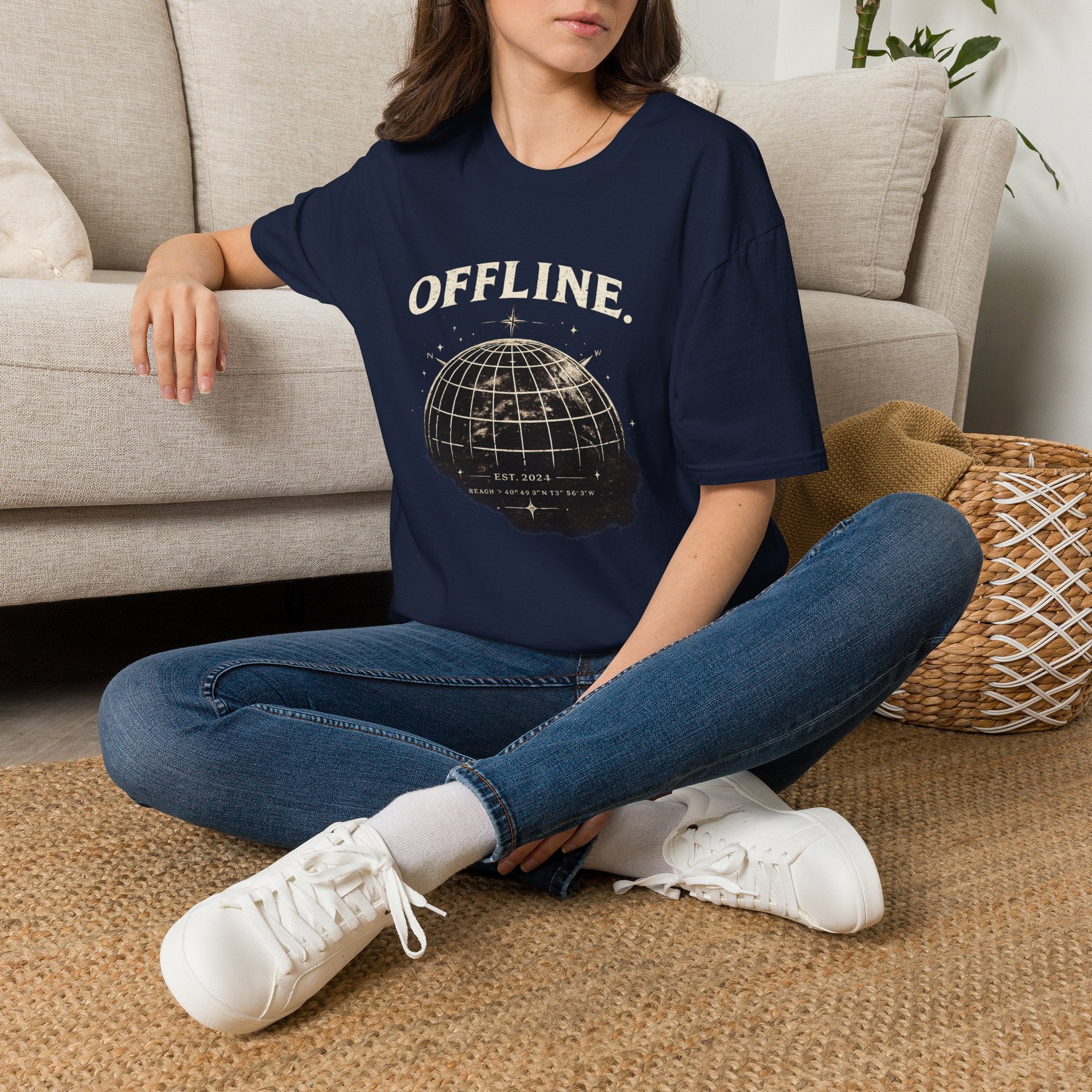 Offline Globe T-Shirt — Vintage Travel & Digital Detox Tee