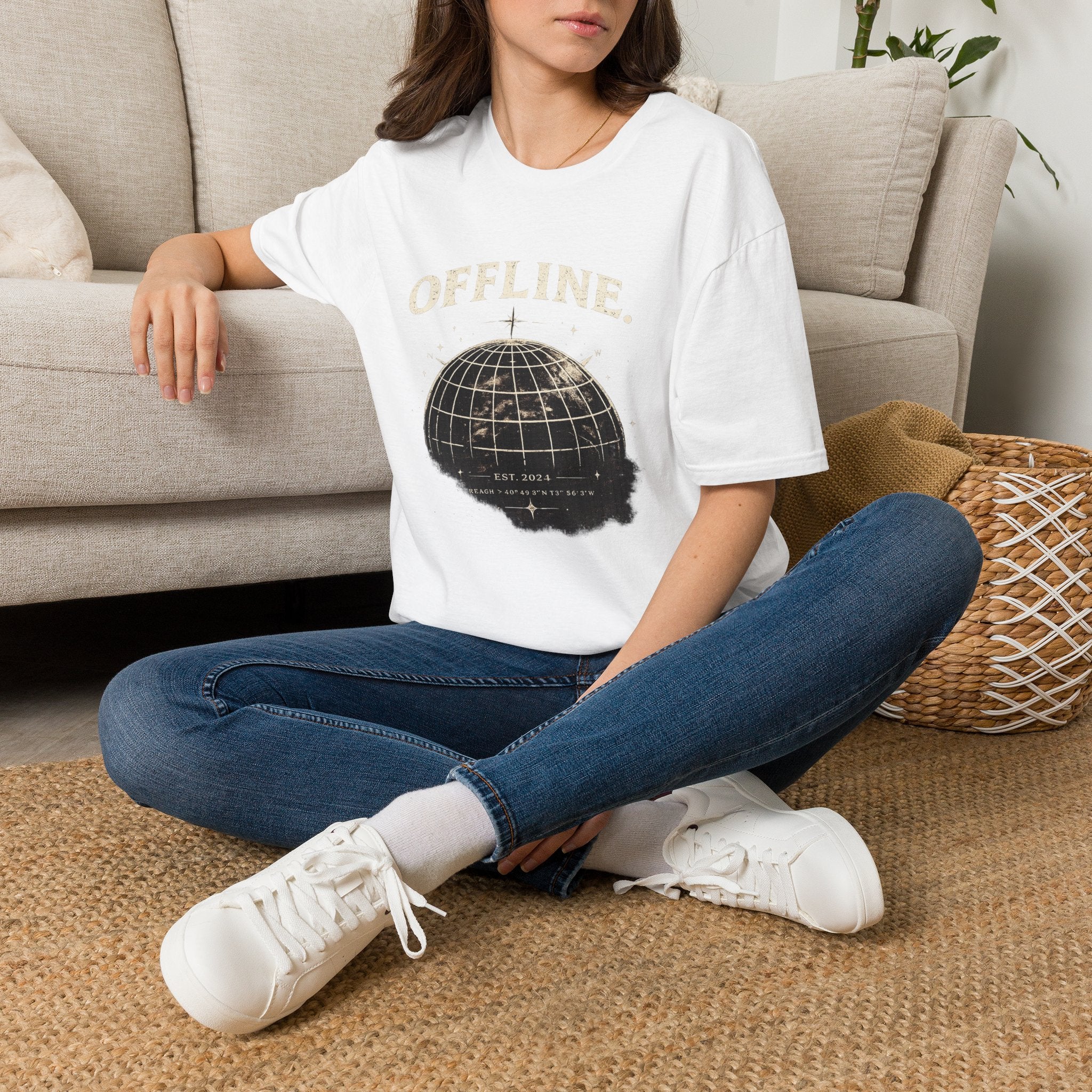 Offline Globe T-Shirt — Vintage Travel & Digital Detox Tee