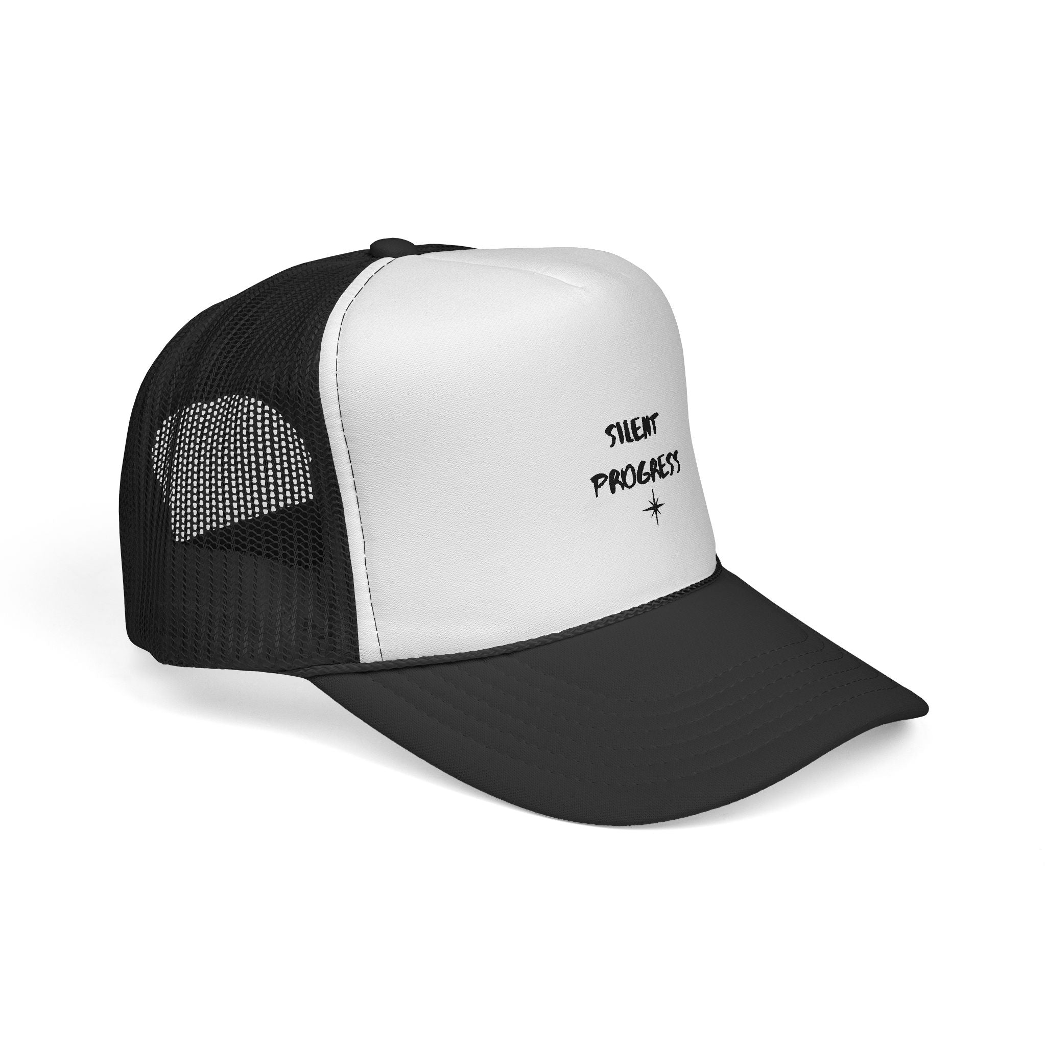 Trucker Cap — “Silent Progress” Minimal Embroidered Mesh Hat