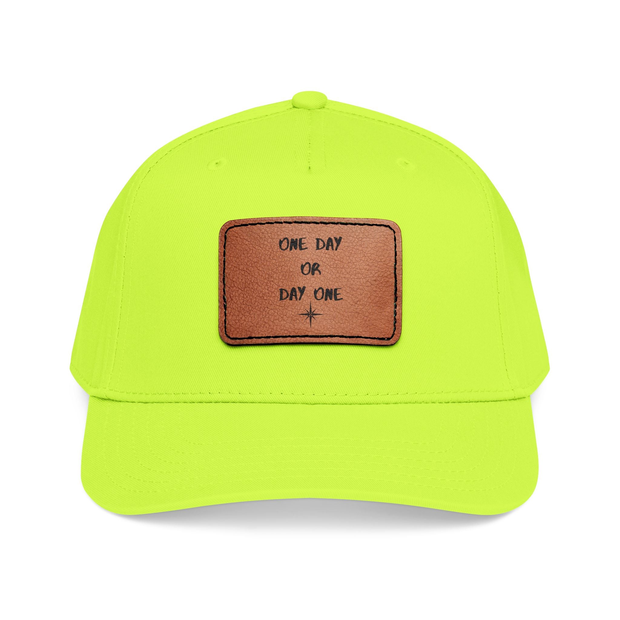 Baseball Cap — Leather Patch “One Day or Day One” Motivational Hat