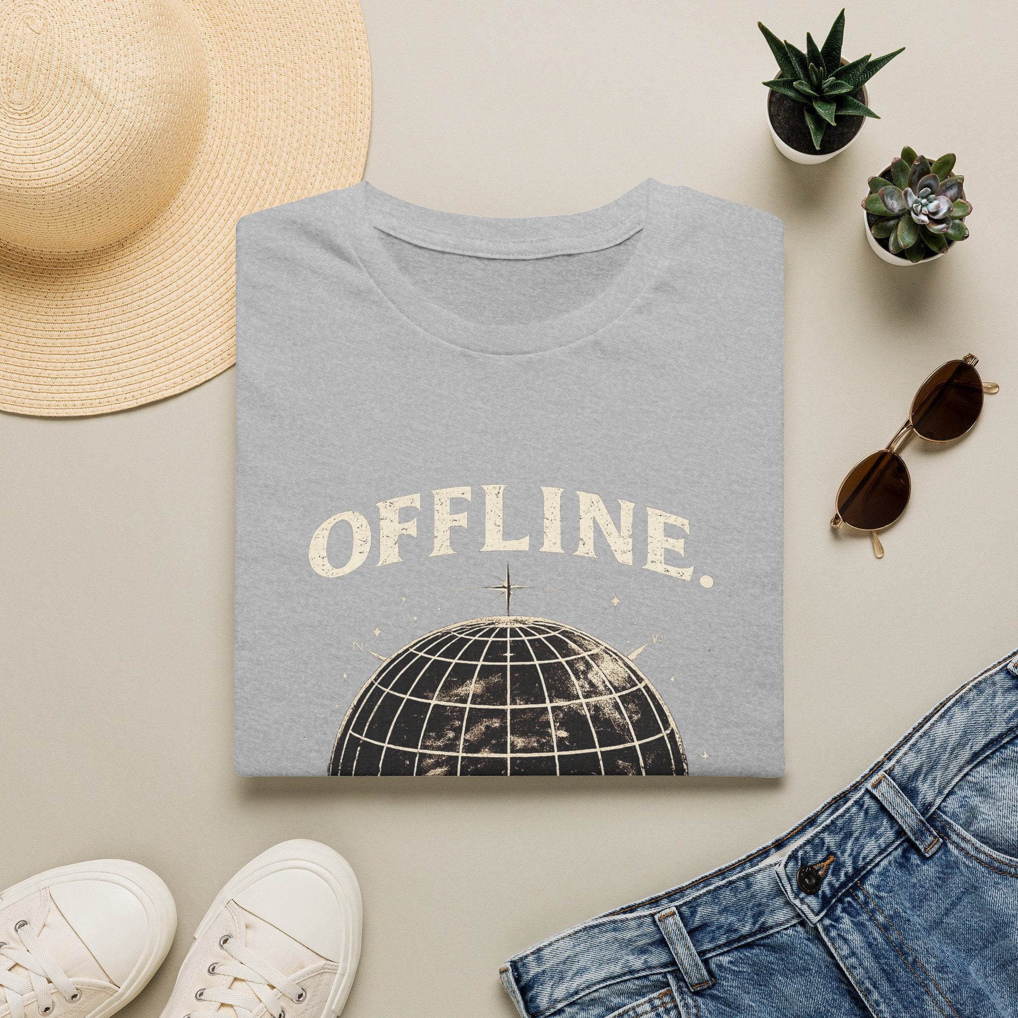 Offline Globe T-Shirt — Vintage Travel & Digital Detox Tee