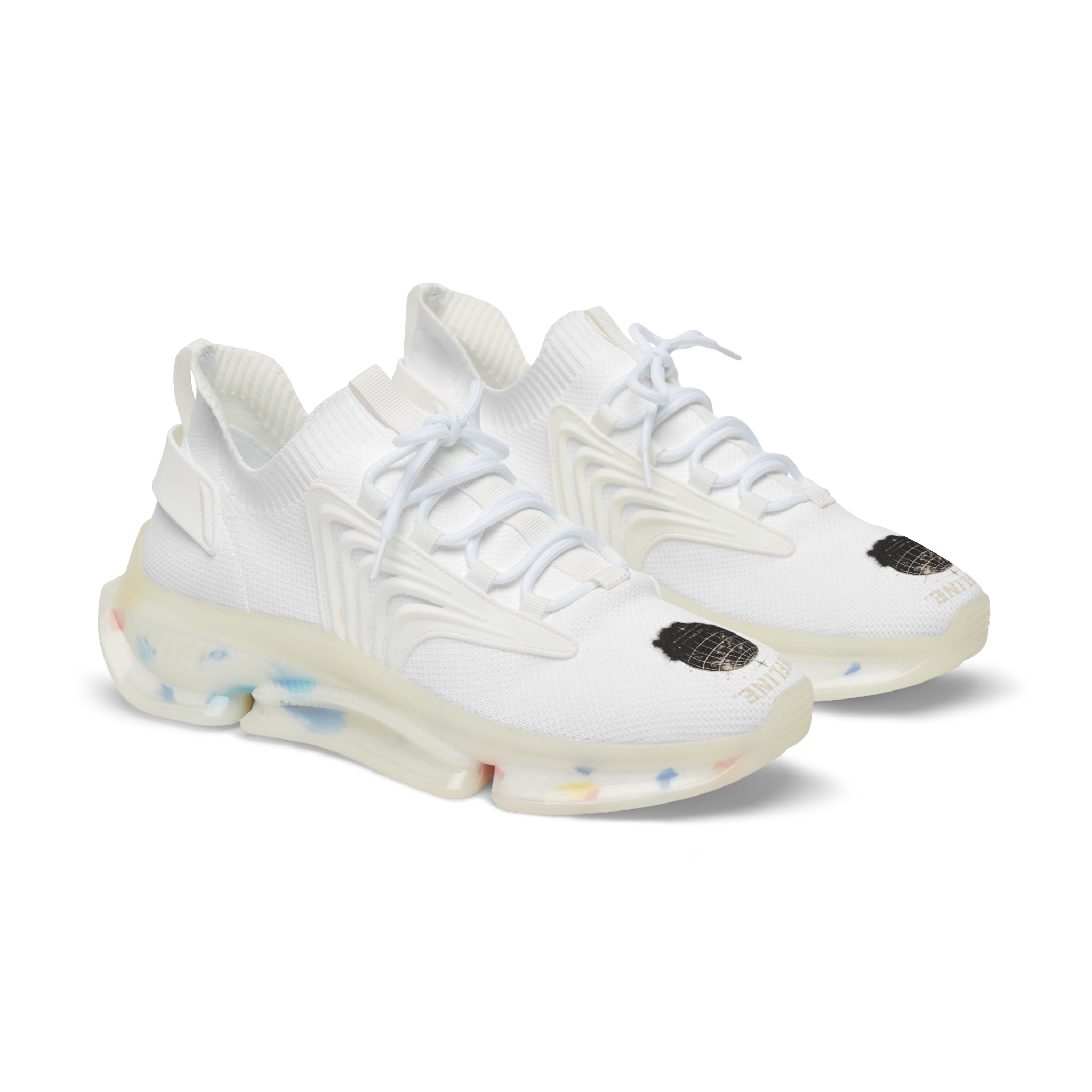 Men's White Mesh Sneakers — Breathable Athletic Shoes with Speckled Sole