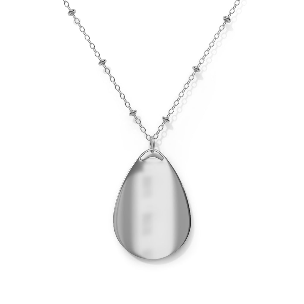 Compass Star Oval Necklace — Engraved Teardrop Pendant Jewelry