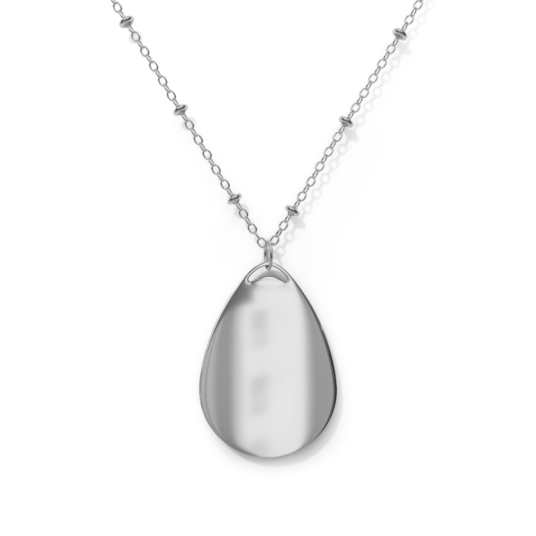 Compass Star Oval Necklace — Engraved Teardrop Pendant Jewelry