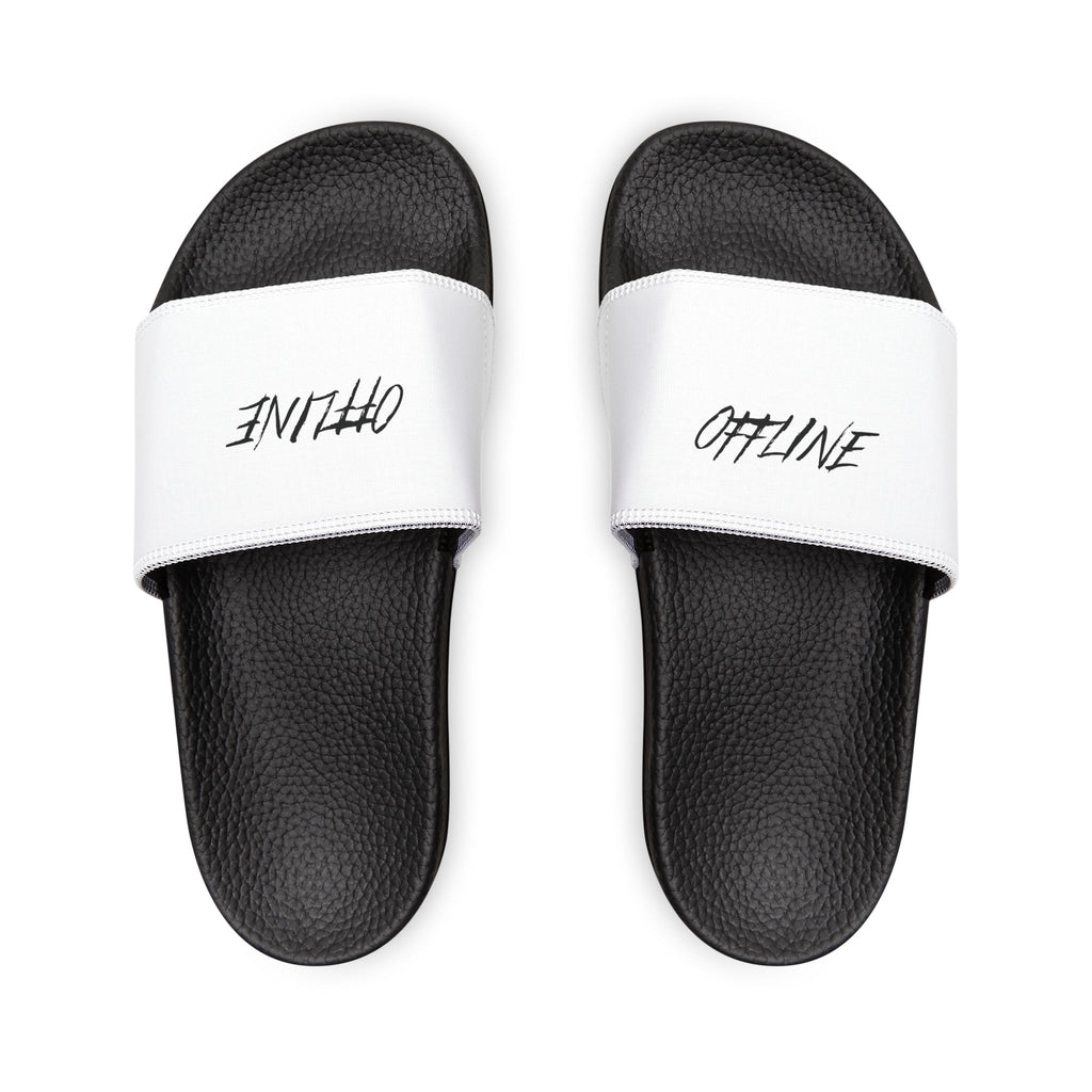 Men's White 'OFFLINE' Slide Sandals — Removable-Strap Casual Pool & Lounge Slides