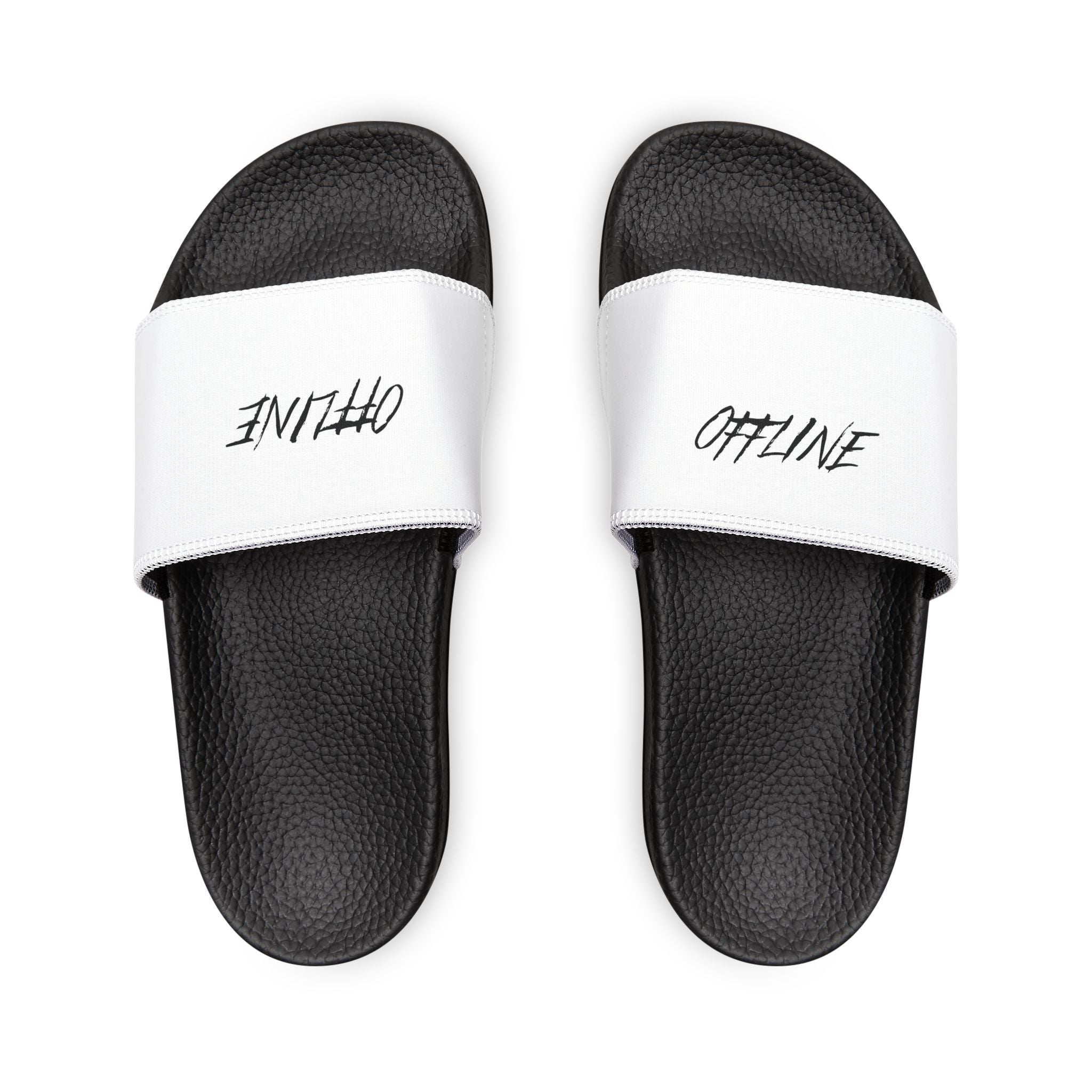 Men's White 'OFFLINE' Slide Sandals — Removable-Strap Casual Pool & Lounge Slides