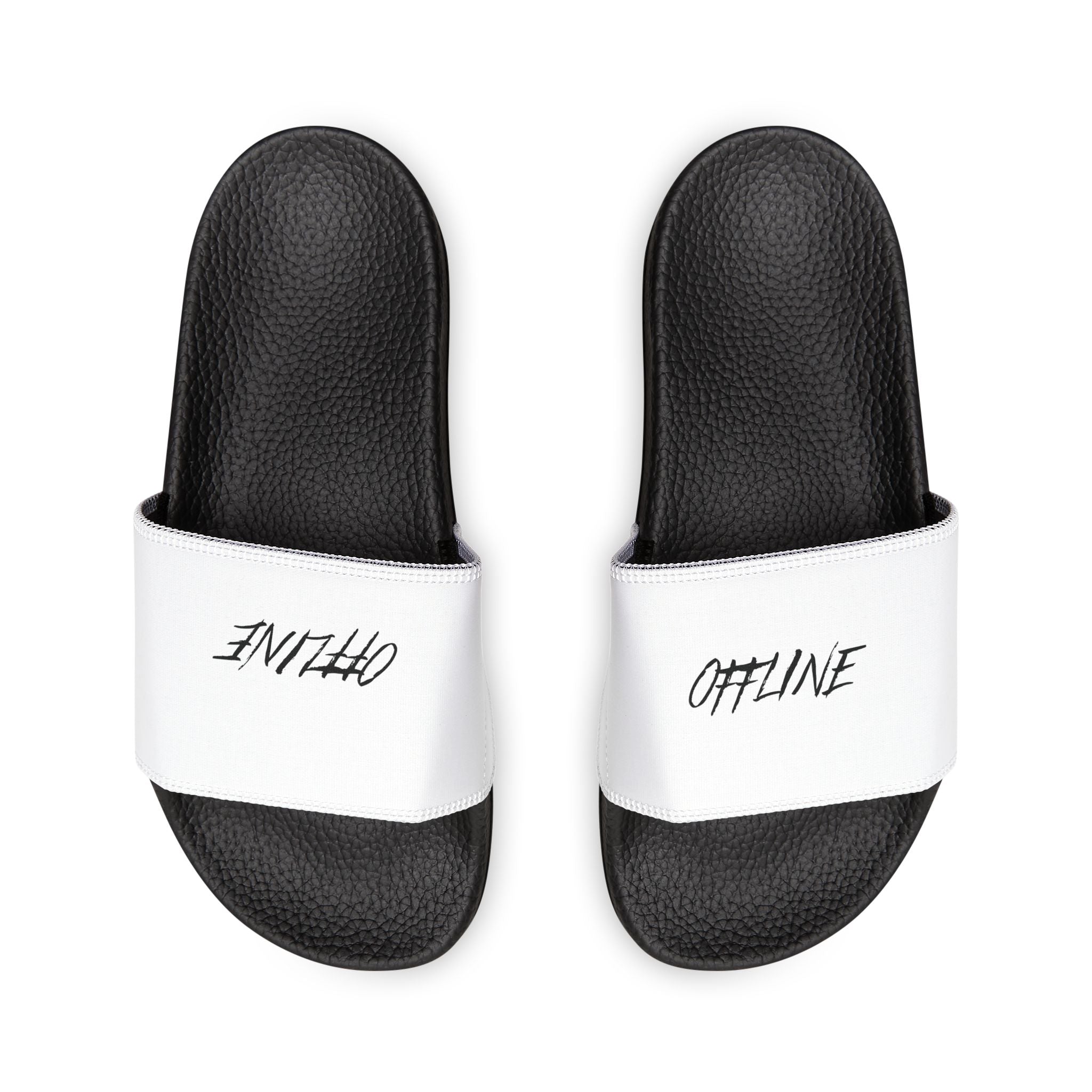 Men's White 'OFFLINE' Slide Sandals — Removable-Strap Casual Pool & Lounge Slides