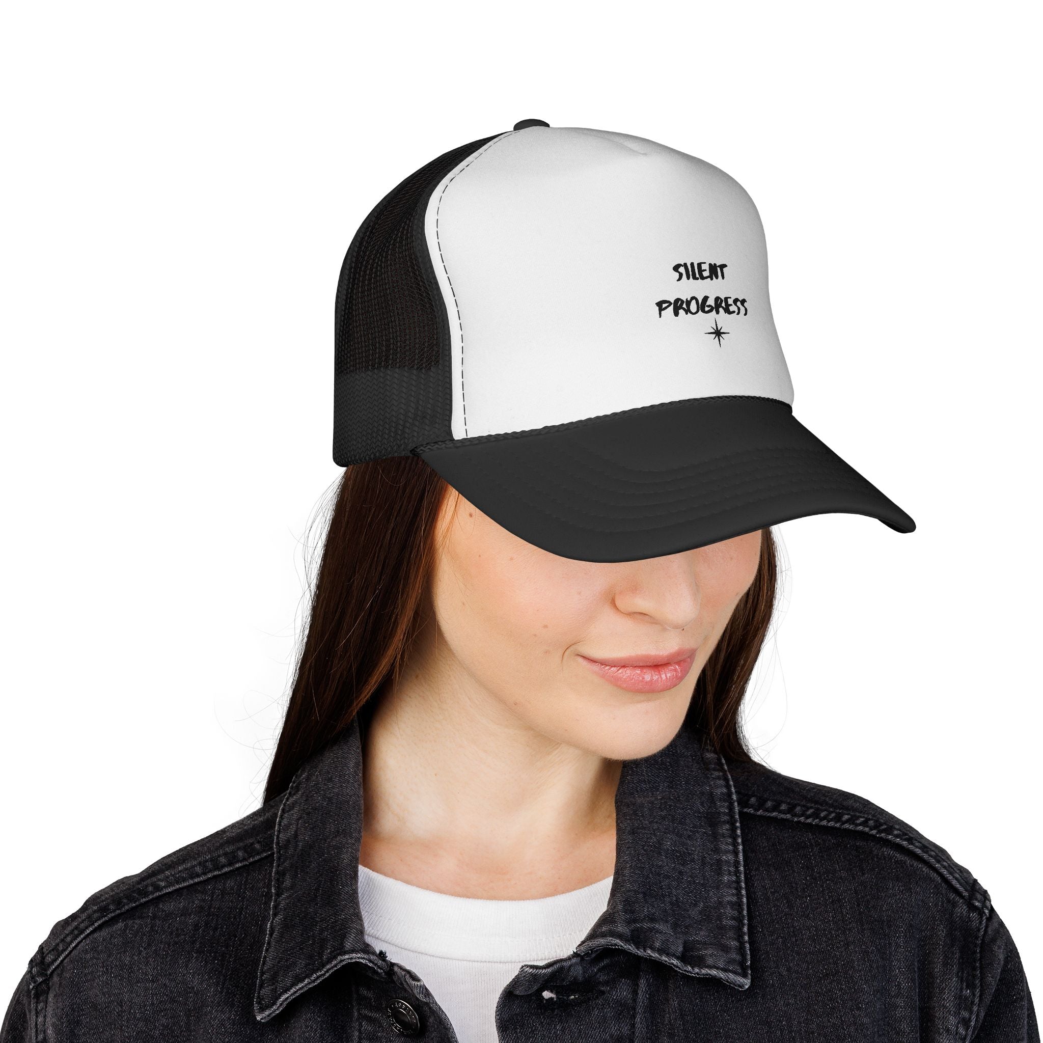 Trucker Cap — “Silent Progress” Minimal Embroidered Mesh Hat