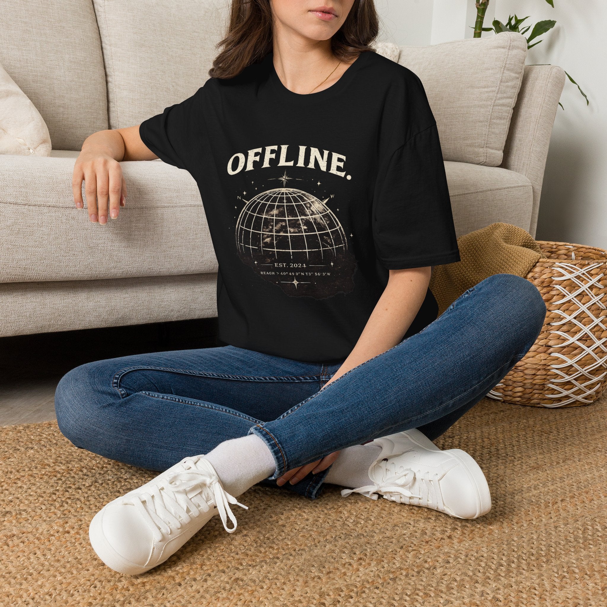 Offline Globe T-Shirt — Vintage Travel & Digital Detox Tee