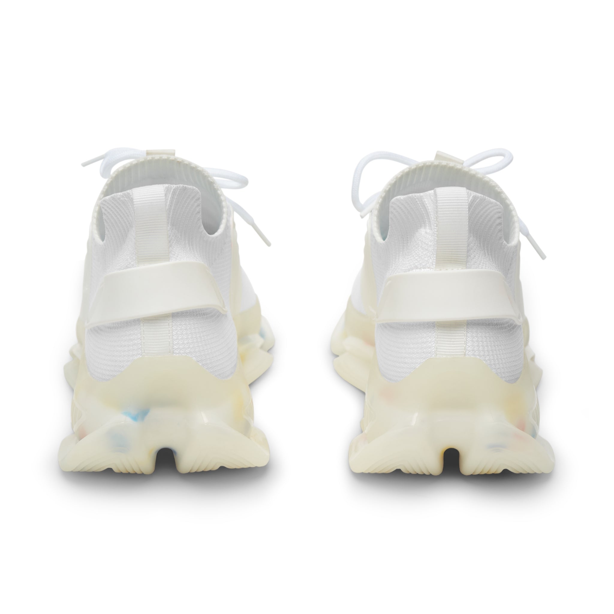 Men's White Mesh Sneakers — Breathable Athletic Shoes with Speckled Sole