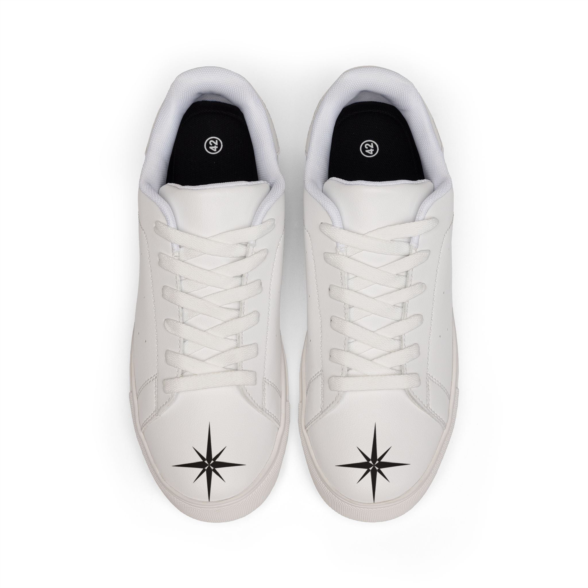 Leather Low-Top Sneakers with Compass Star Accent