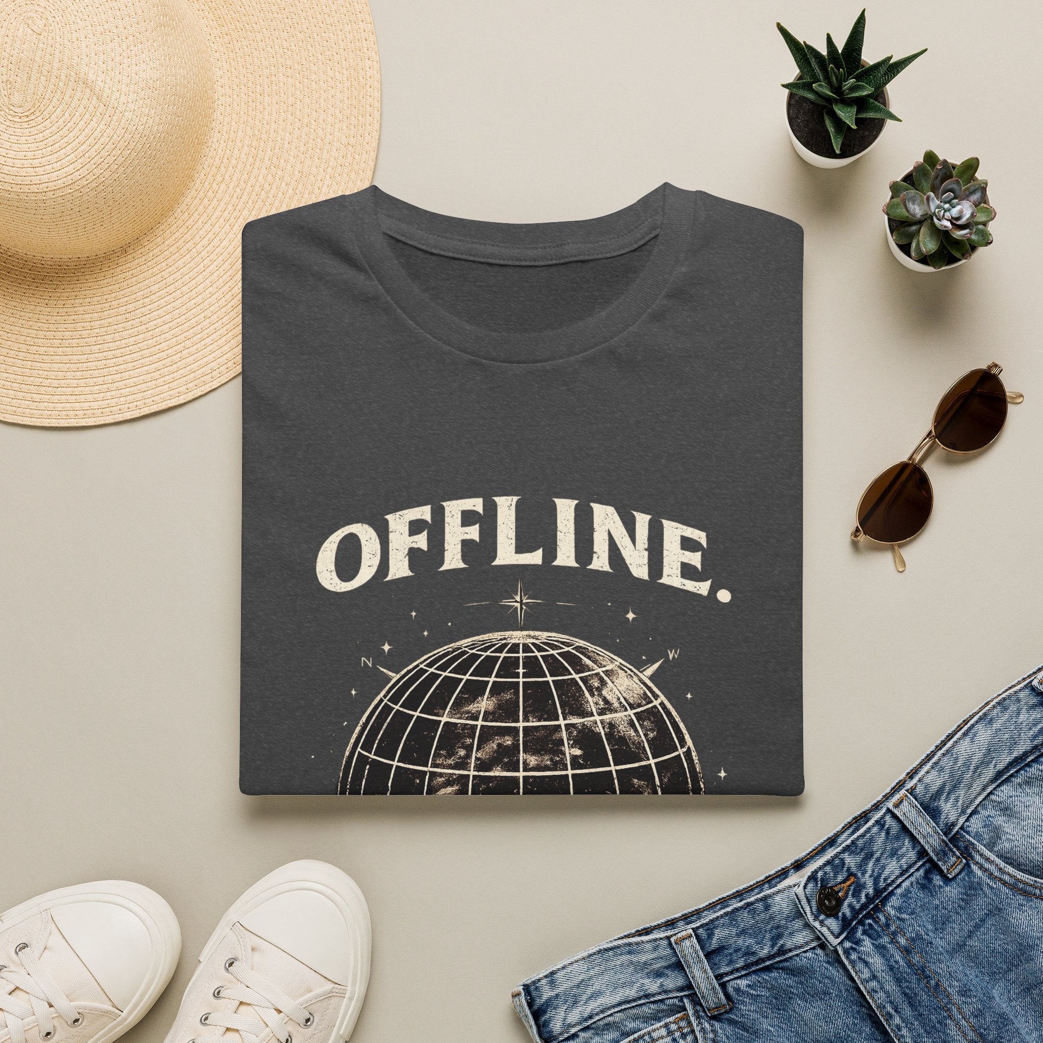 Offline Globe T-Shirt — Vintage Travel & Digital Detox Tee