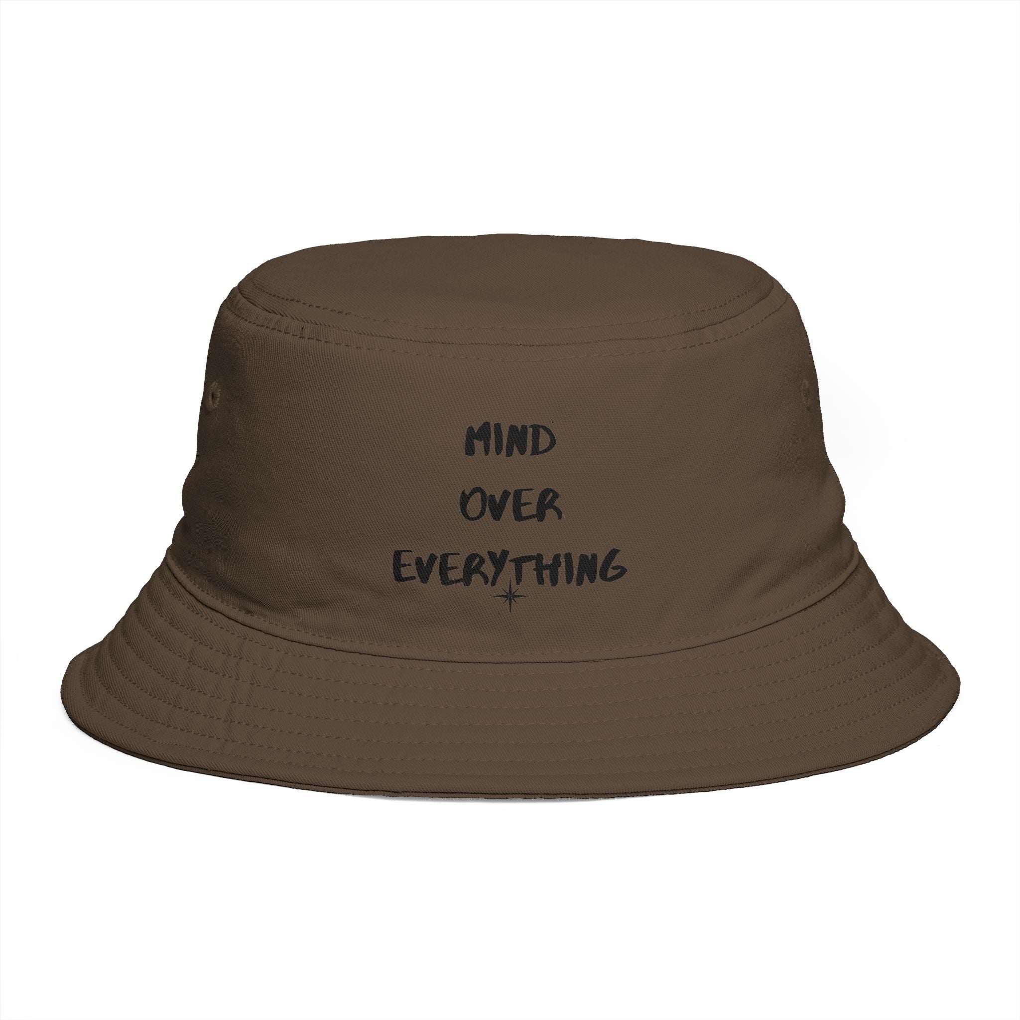 Mind Over Everything Brown Bucket Hat — Inspirational Casual Sun Hat