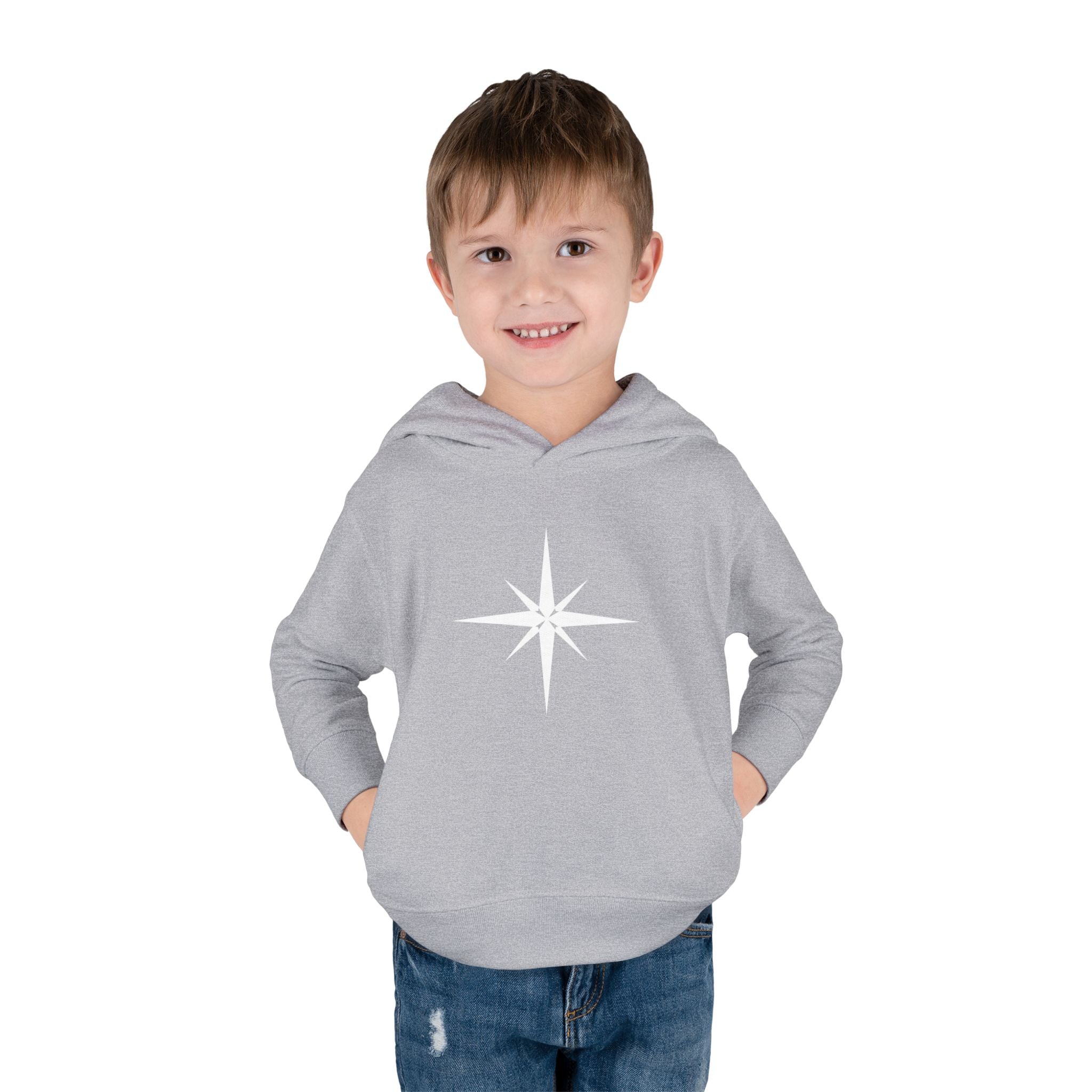 Toddler Hoodie with Star Compass Graphic — Cozy Fleece Pullover for Kids