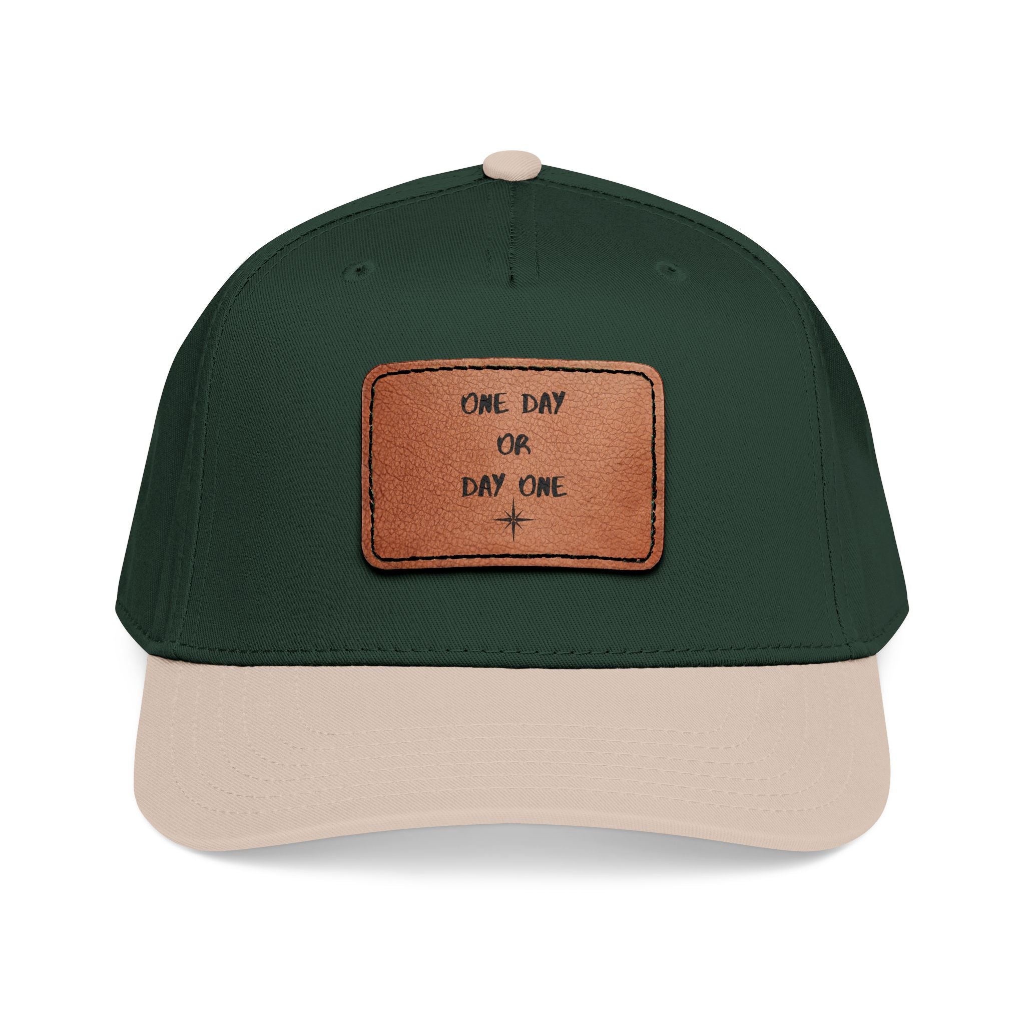Baseball Cap — Leather Patch “One Day or Day One” Motivational Hat