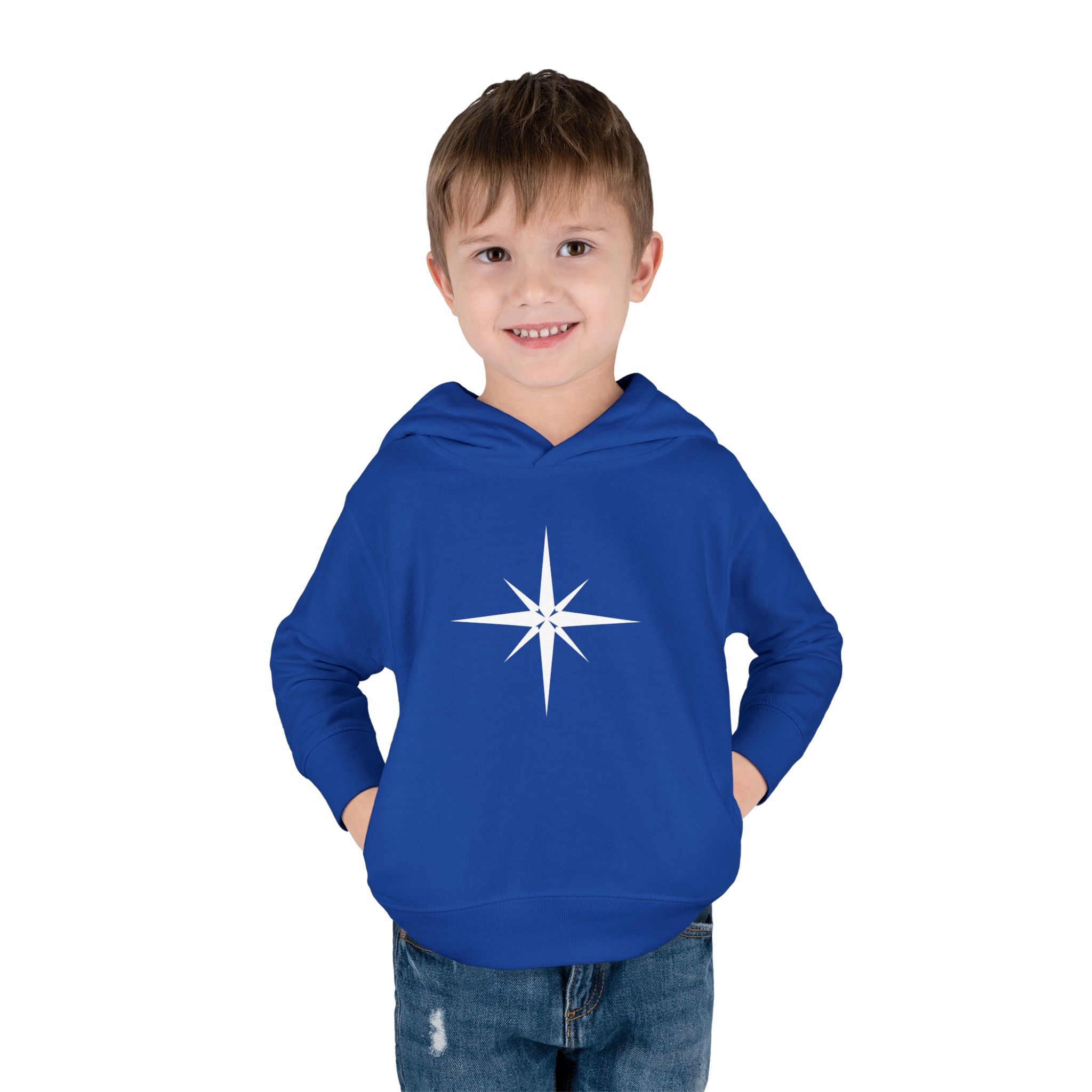 Toddler Hoodie with Star Compass Graphic — Cozy Fleece Pullover for Kids