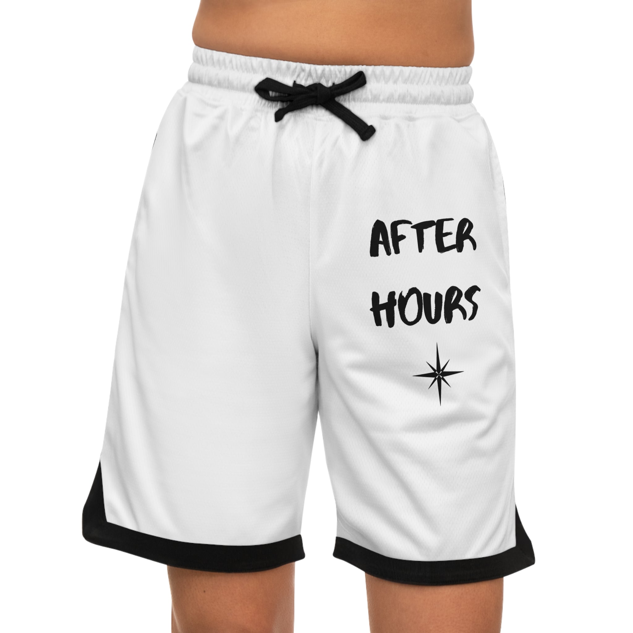 After Hours Basketball Shorts - White Ribbed AOP Athletic Shorts