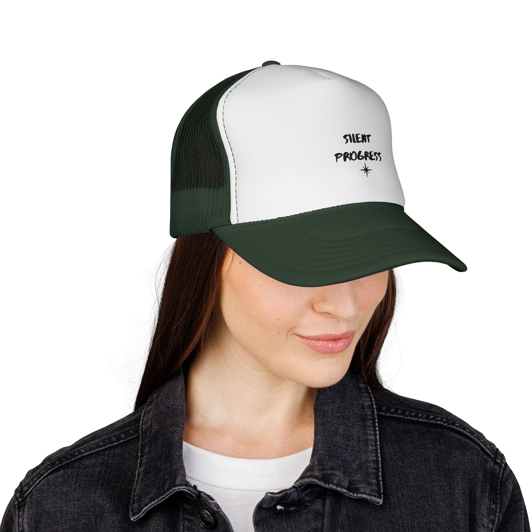 Trucker Cap — “Silent Progress” Minimal Embroidered Mesh Hat