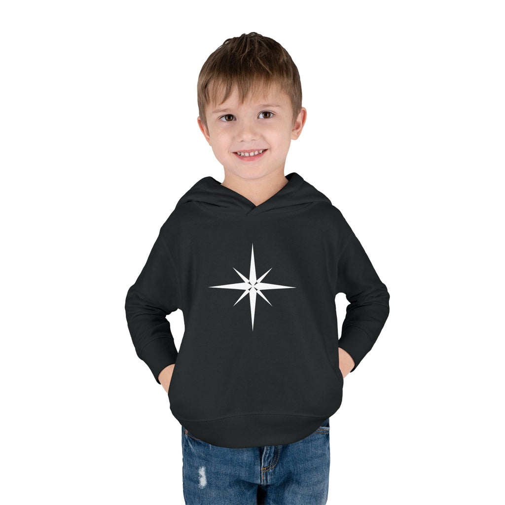 Toddler Hoodie with Star Compass Graphic — Cozy Fleece Pullover for Kids