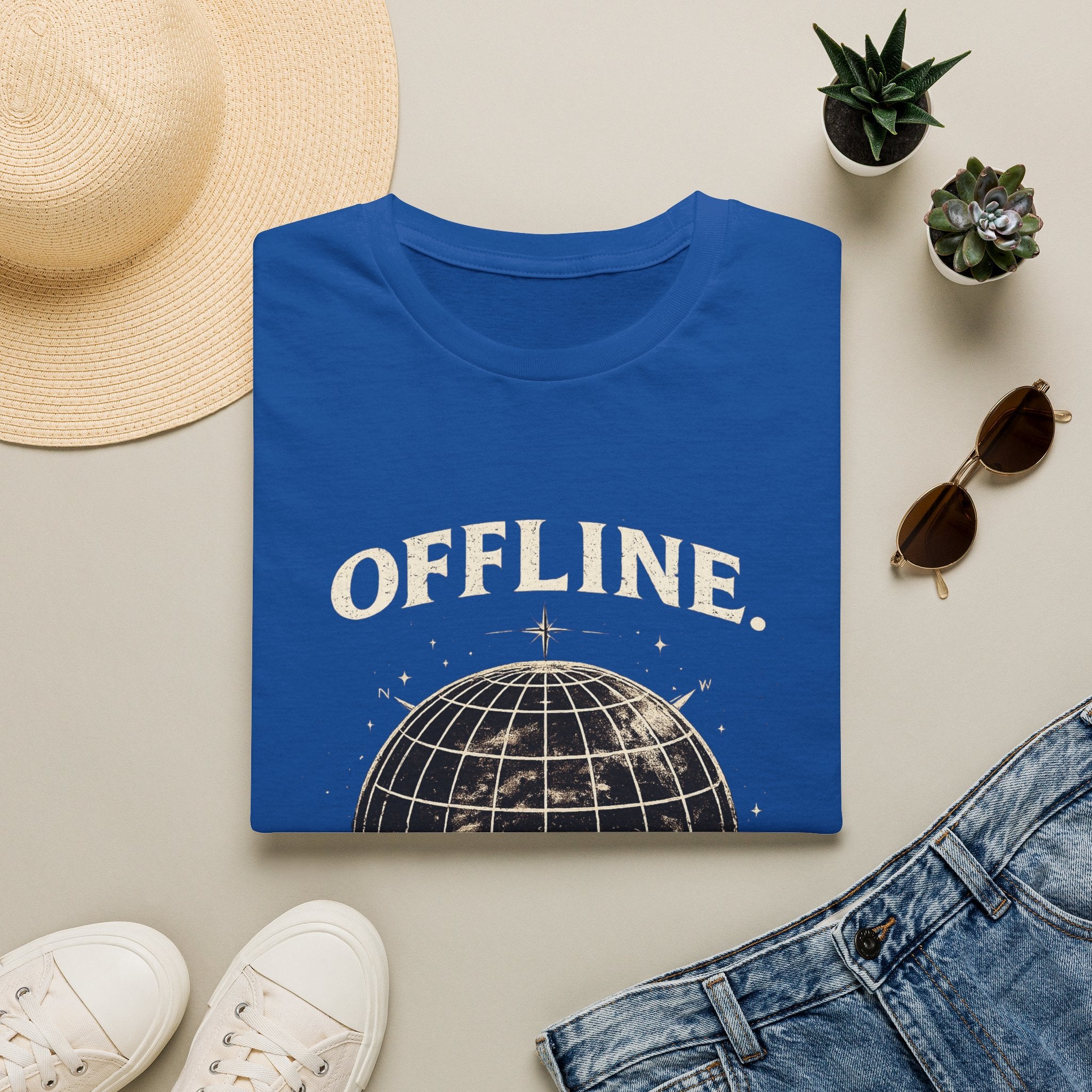Offline Globe T-Shirt — Vintage Travel & Digital Detox Tee