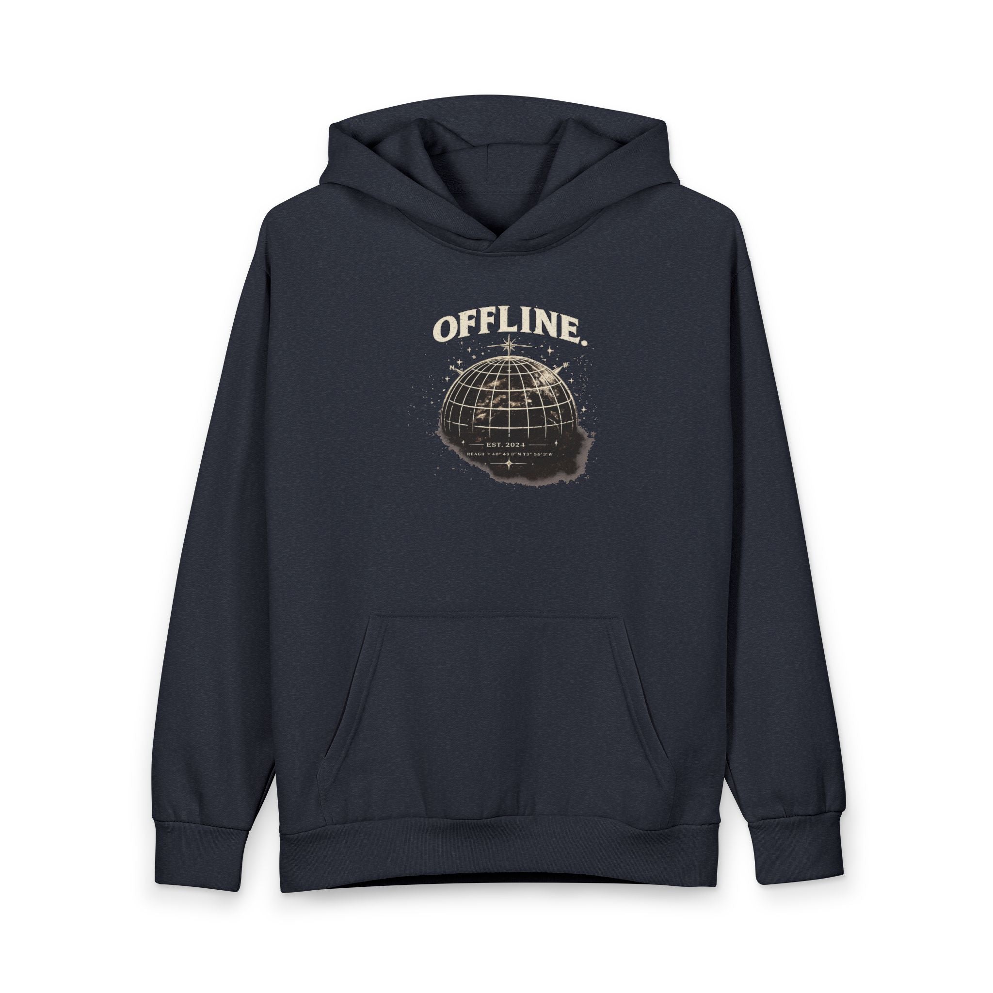 Offline Globe Hoodie — Vintage Distressed Earth Graphic Pullover