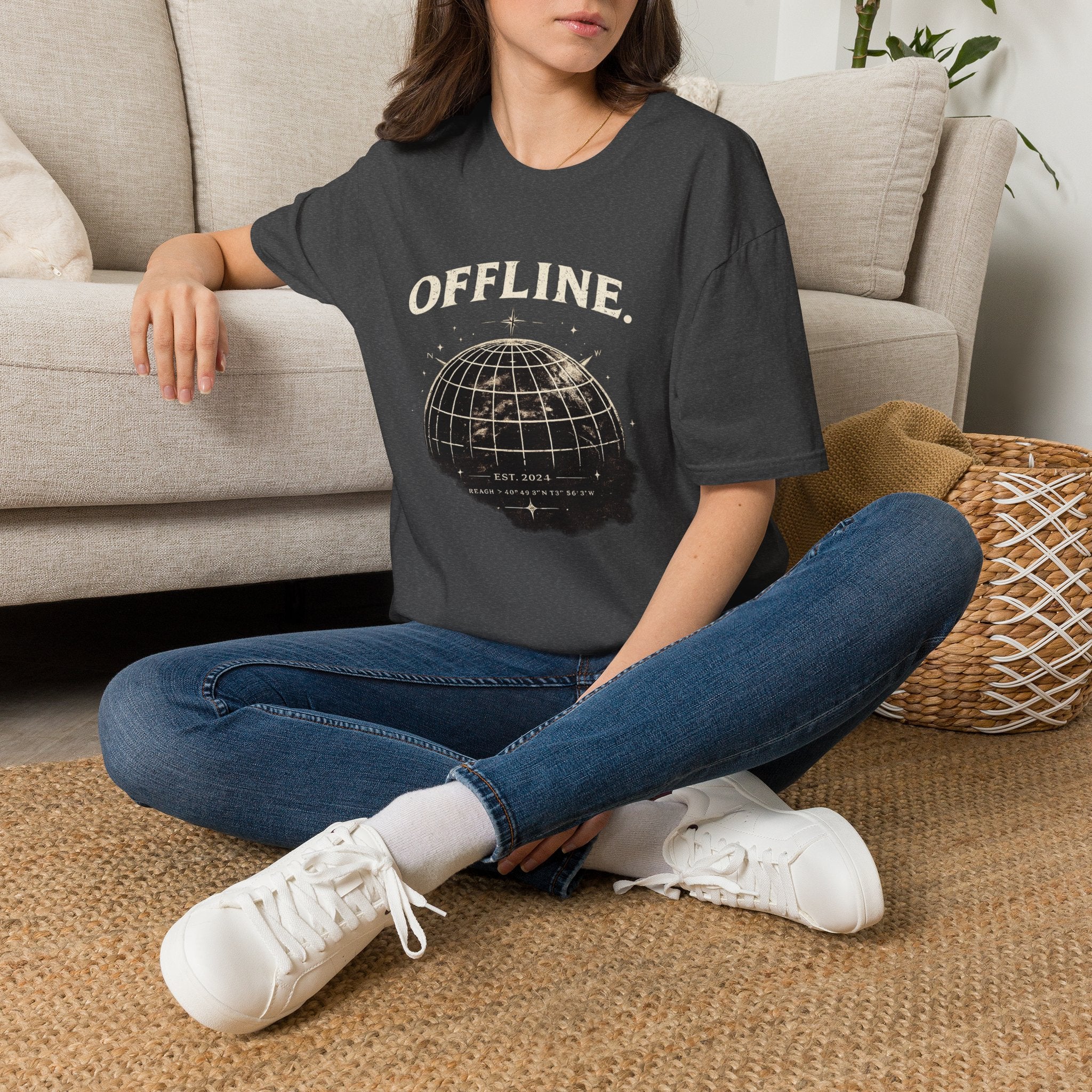 Offline Globe T-Shirt — Vintage Travel & Digital Detox Tee