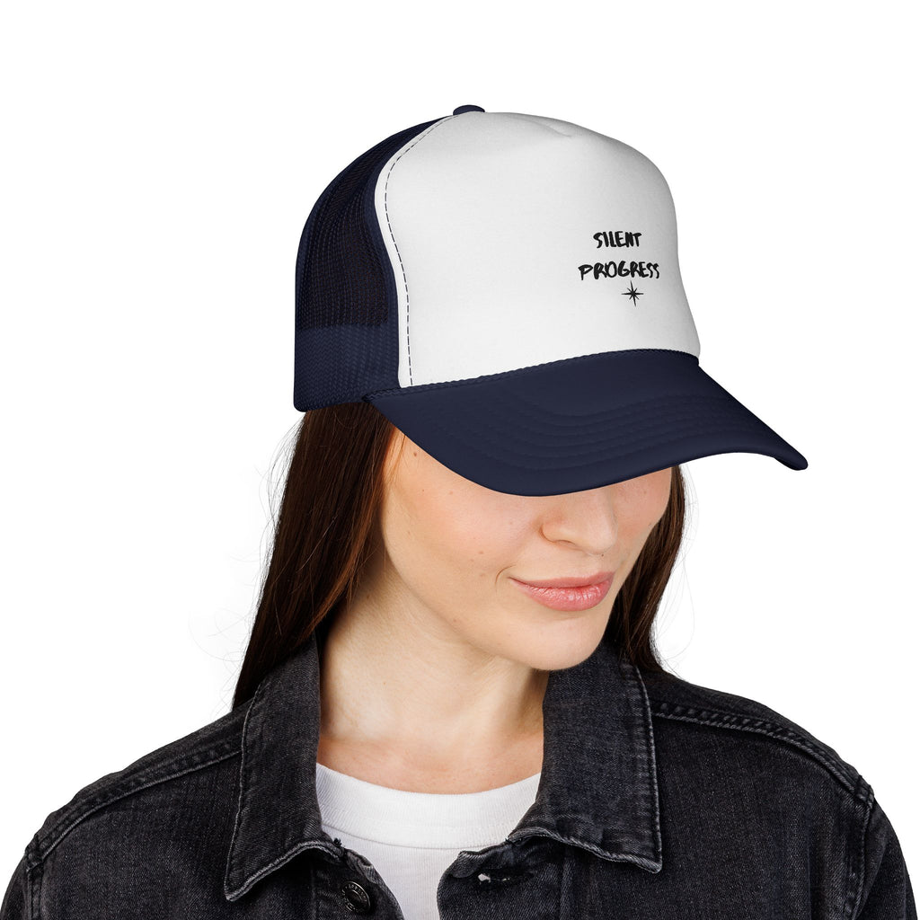 Trucker Cap — “Silent Progress” Minimal Embroidered Mesh Hat