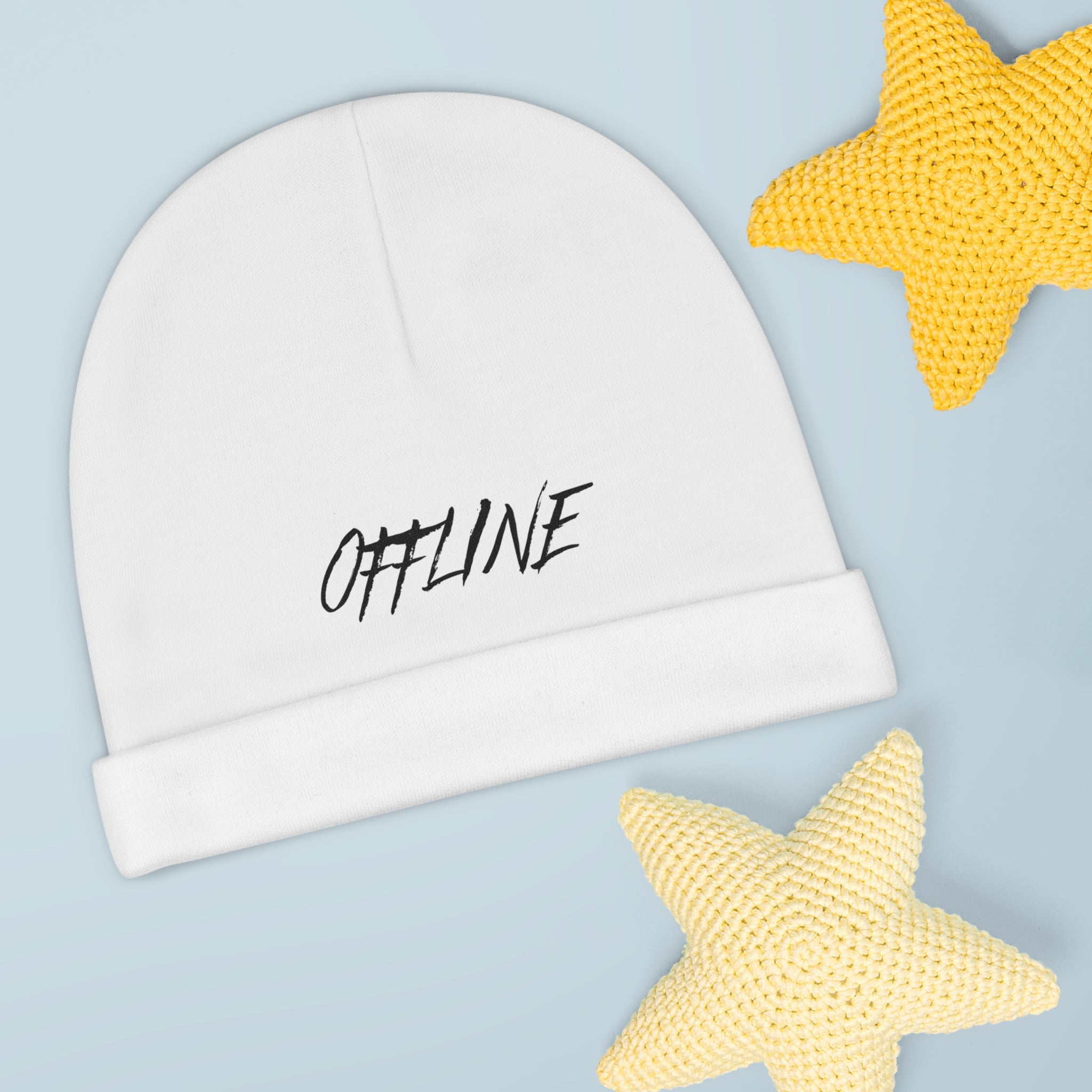 Baby Beanie — "OFFLINE" Script Knit Cap