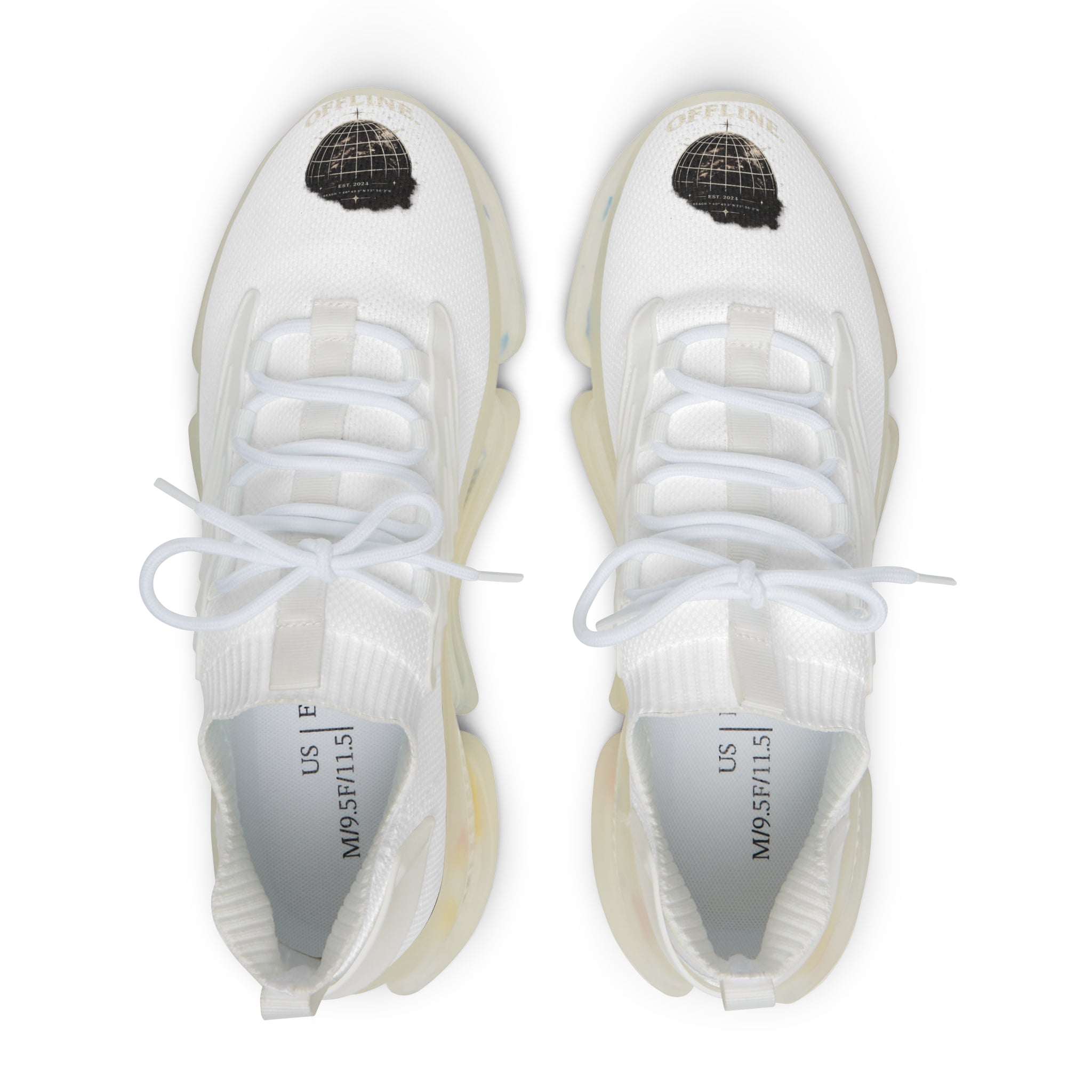 Men's White Mesh Sneakers — Breathable Athletic Shoes with Speckled Sole