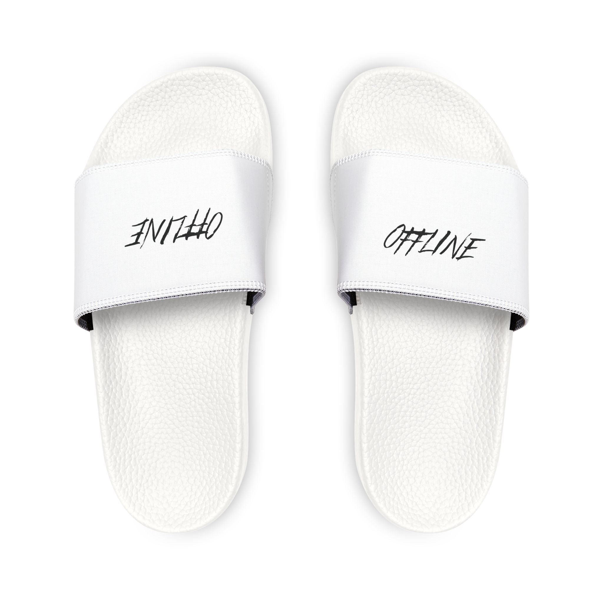 Men's White 'OFFLINE' Slide Sandals — Removable-Strap Casual Pool & Lounge Slides