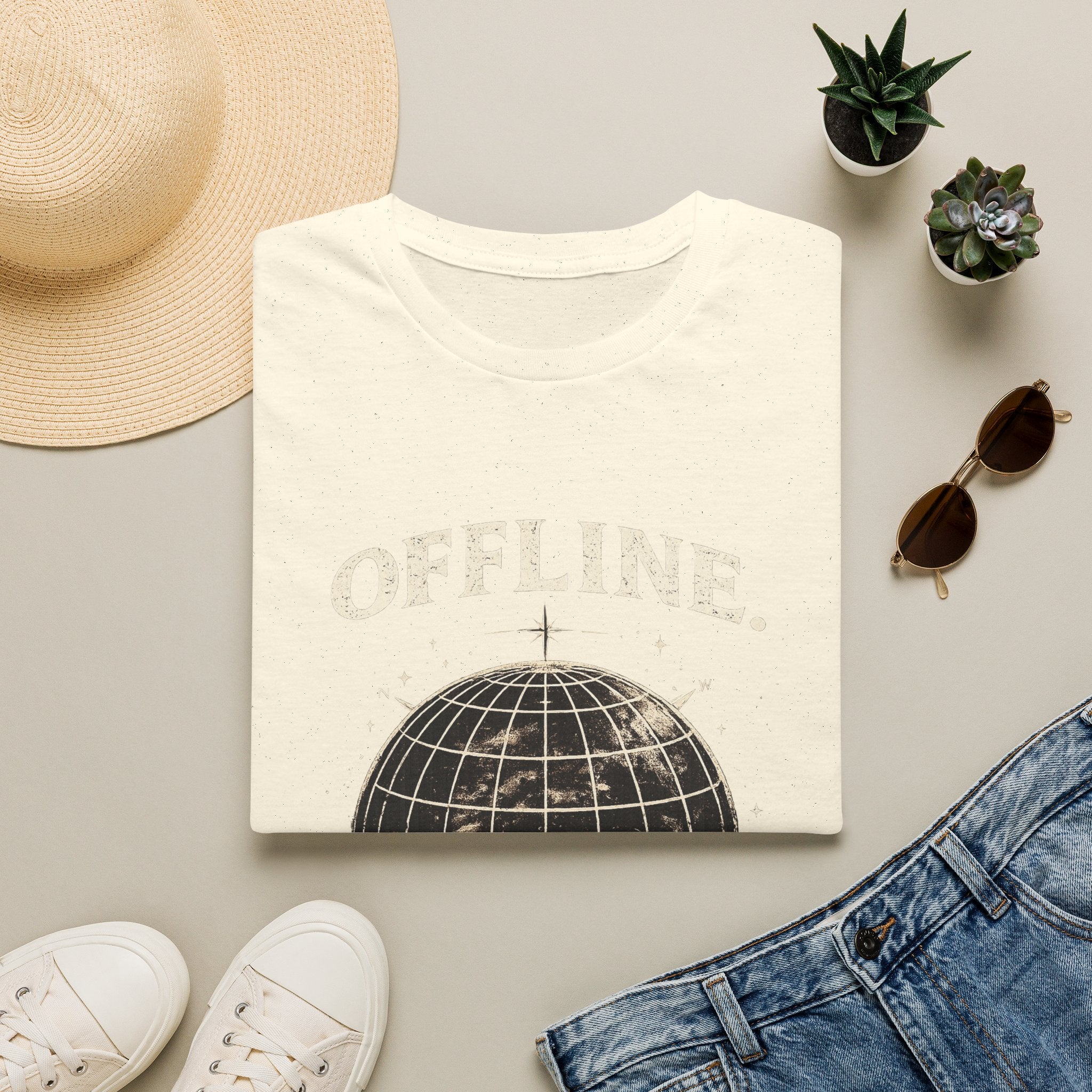 Offline Globe T-Shirt — Vintage Travel & Digital Detox Tee