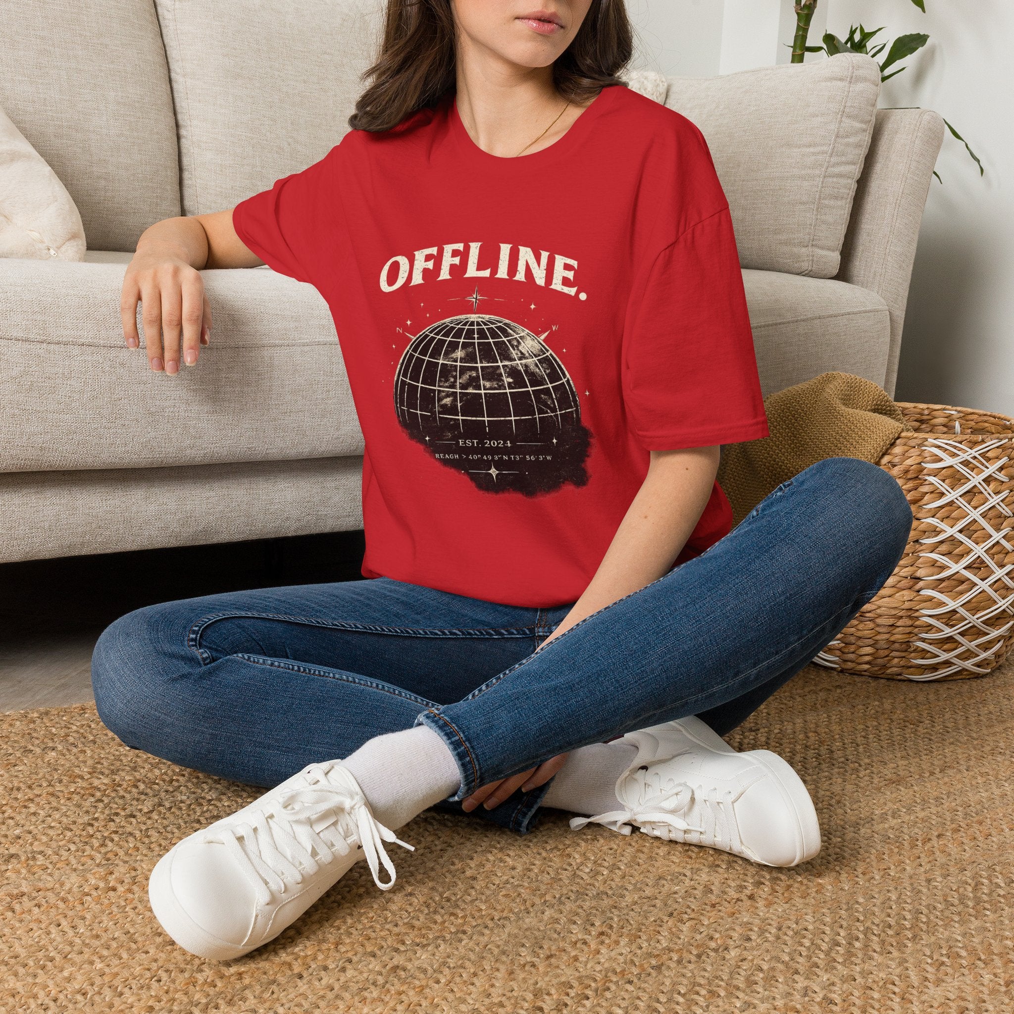 Offline Globe T-Shirt — Vintage Travel & Digital Detox Tee