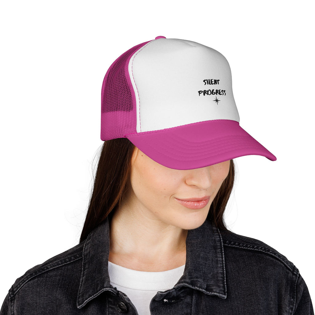 Trucker Cap — “Silent Progress” Minimal Embroidered Mesh Hat