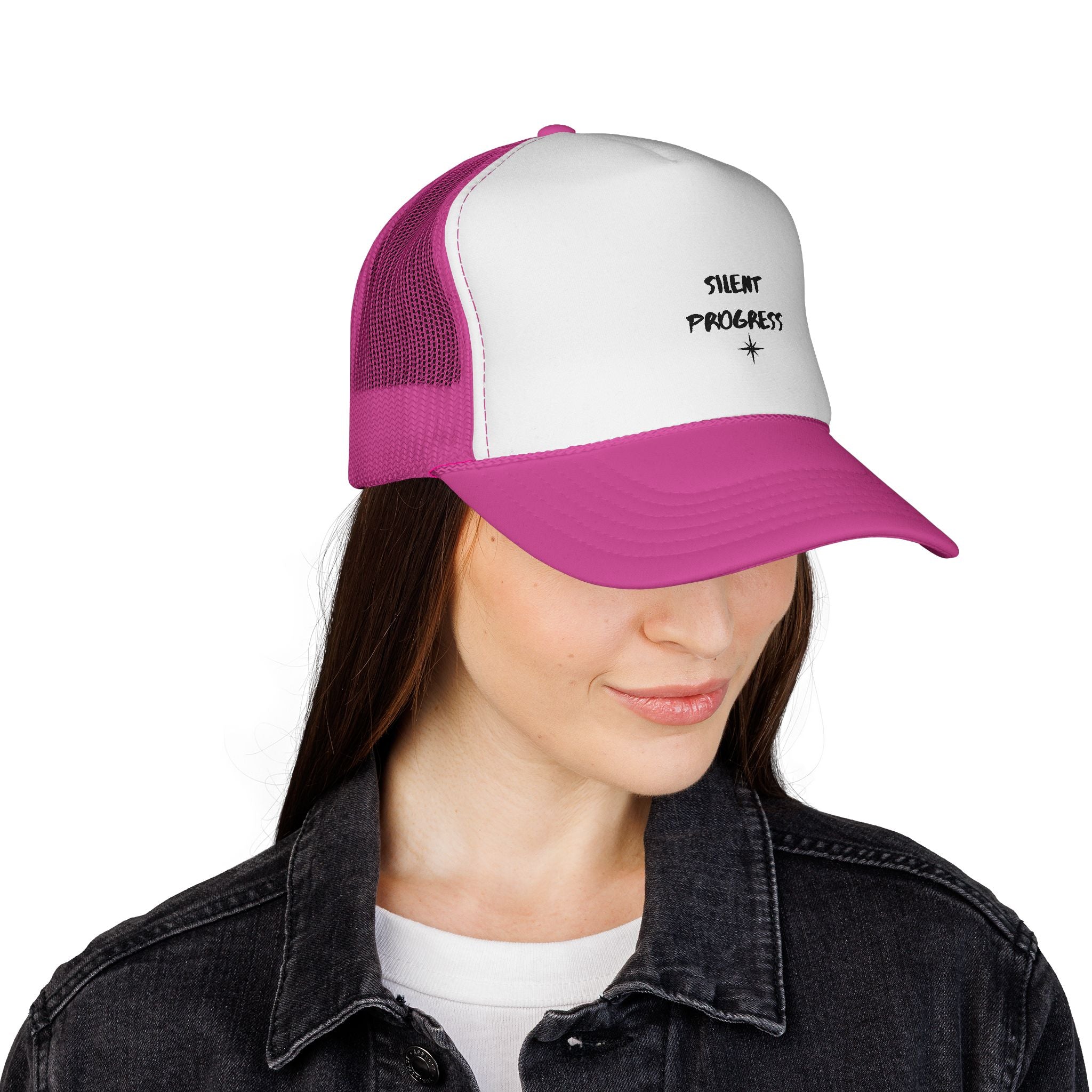 Trucker Cap — “Silent Progress” Minimal Embroidered Mesh Hat