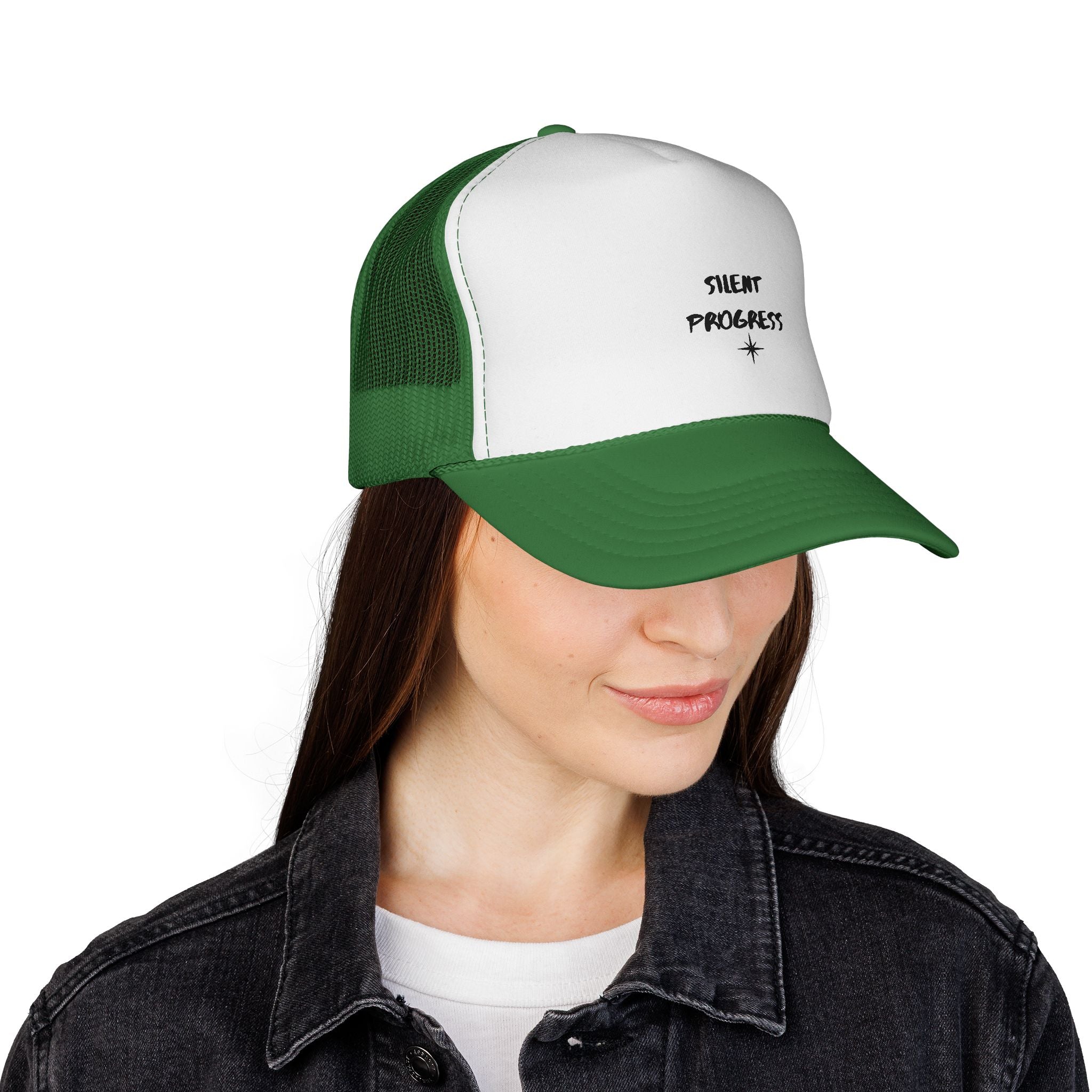 Trucker Cap — “Silent Progress” Minimal Embroidered Mesh Hat