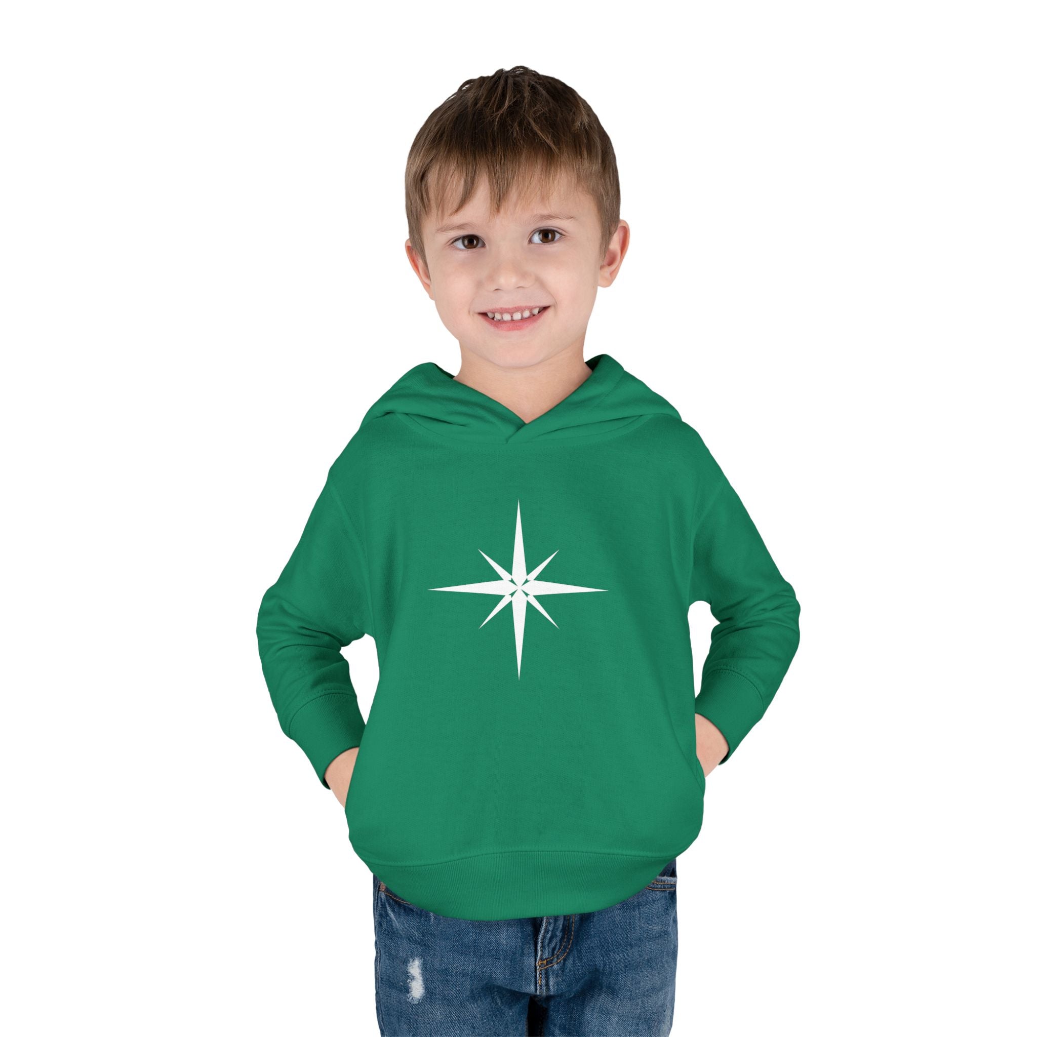 Toddler Hoodie with Star Compass Graphic — Cozy Fleece Pullover for Kids