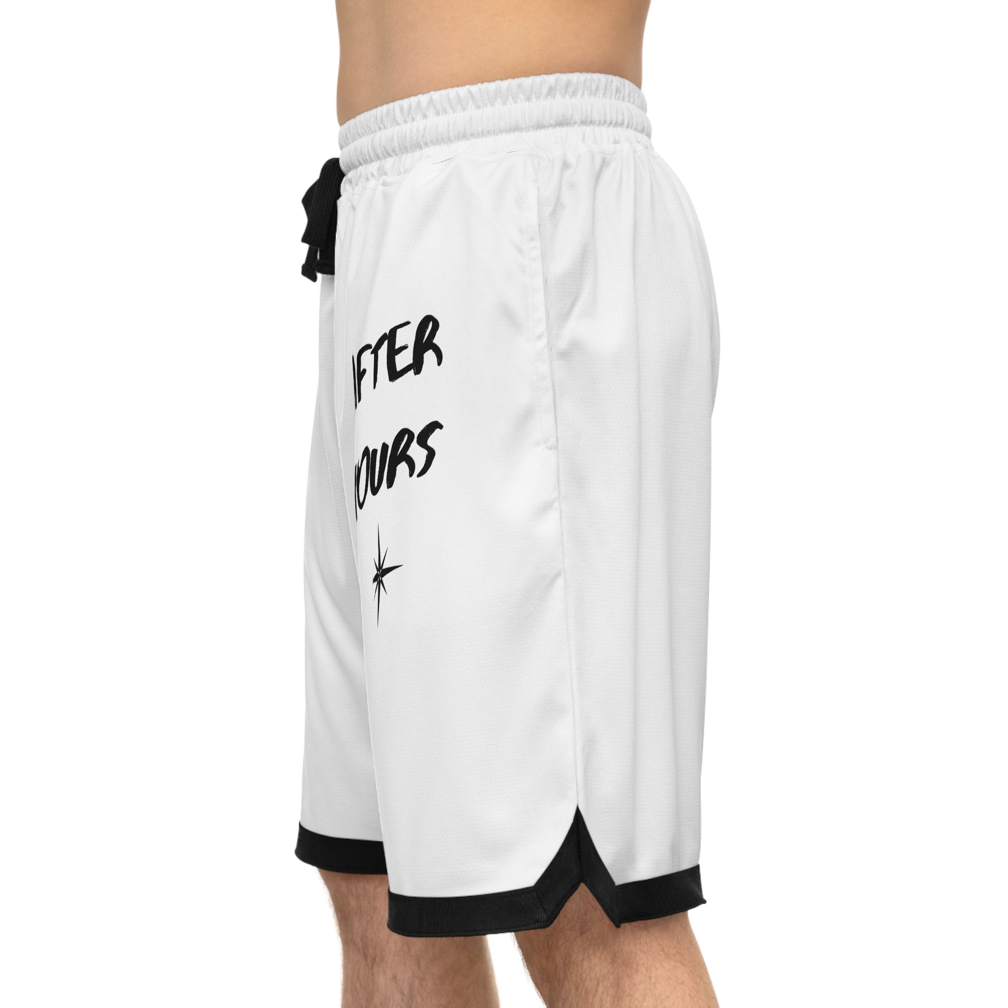 After Hours Basketball Shorts - White Ribbed AOP Athletic Shorts