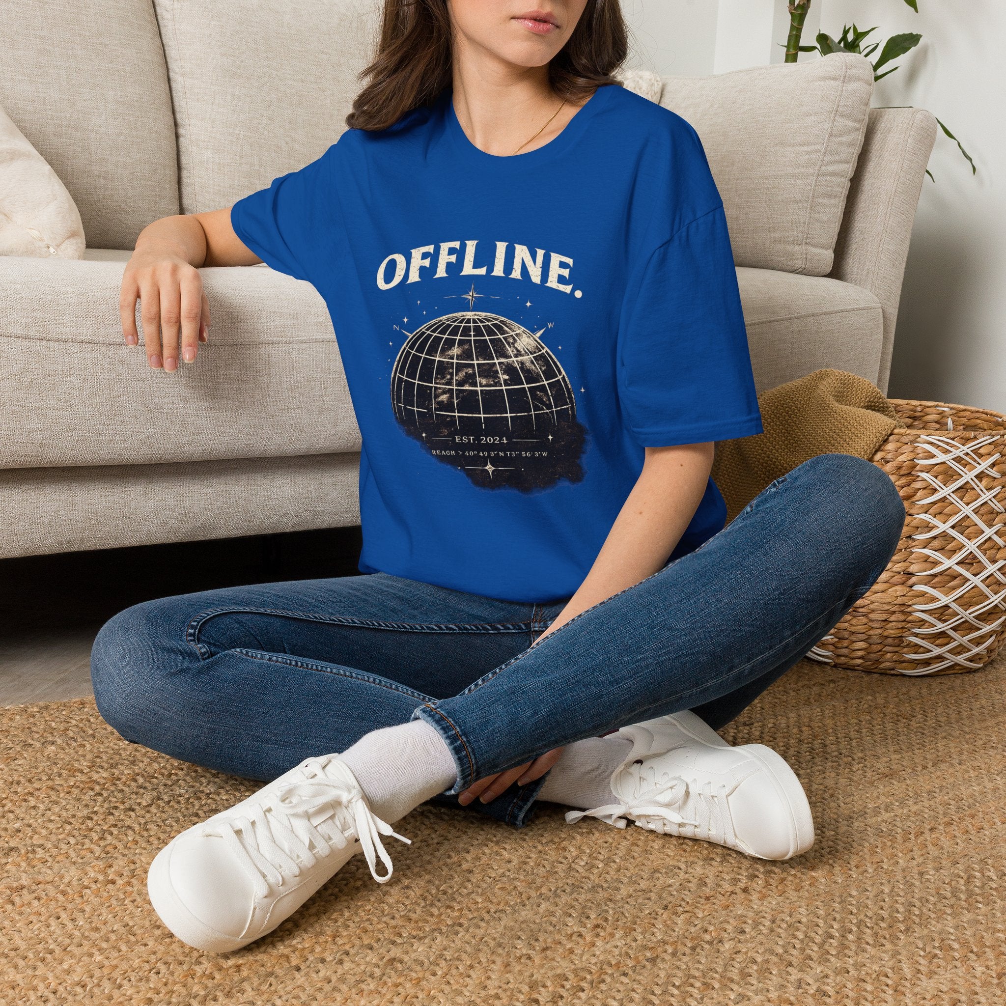 Offline Globe T-Shirt — Vintage Travel & Digital Detox Tee