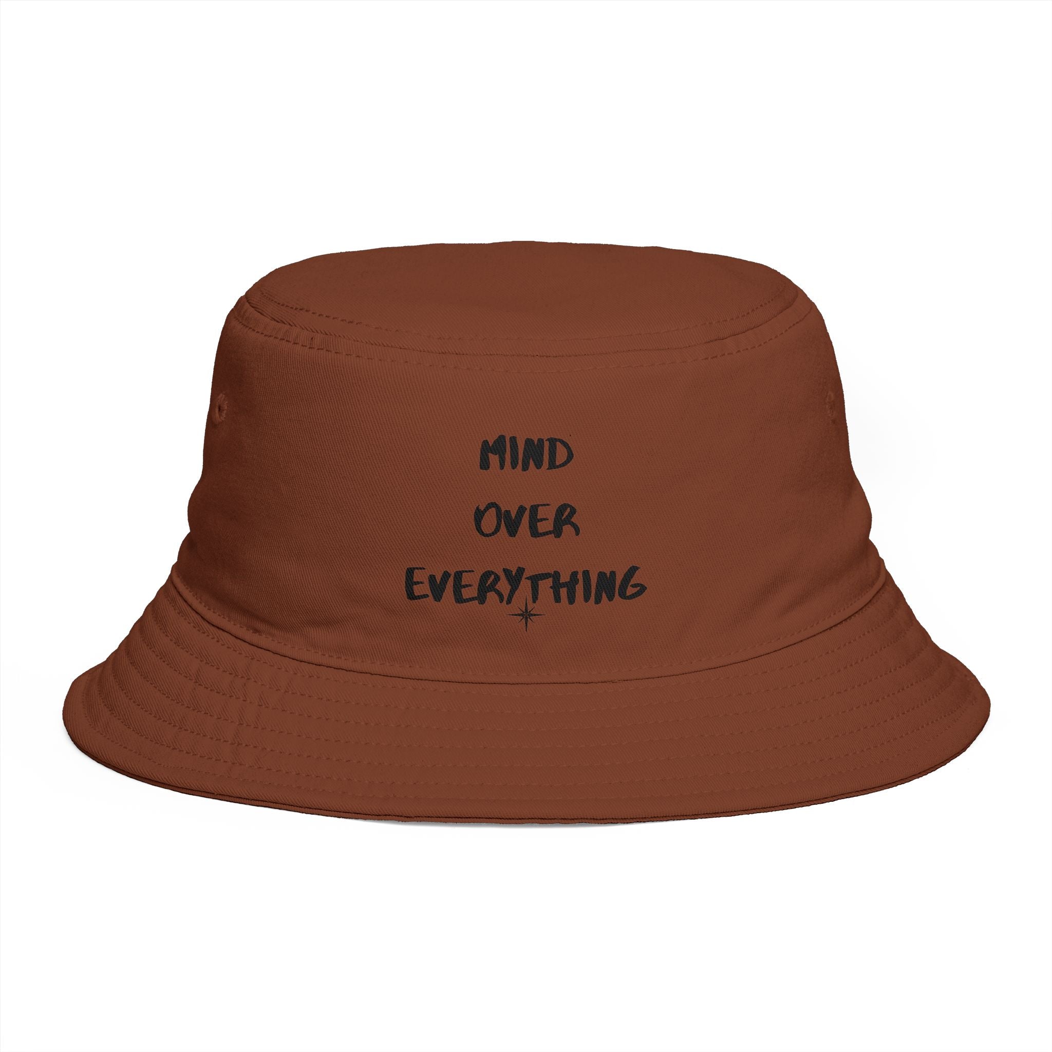 Mind Over Everything Brown Bucket Hat — Inspirational Casual Sun Hat