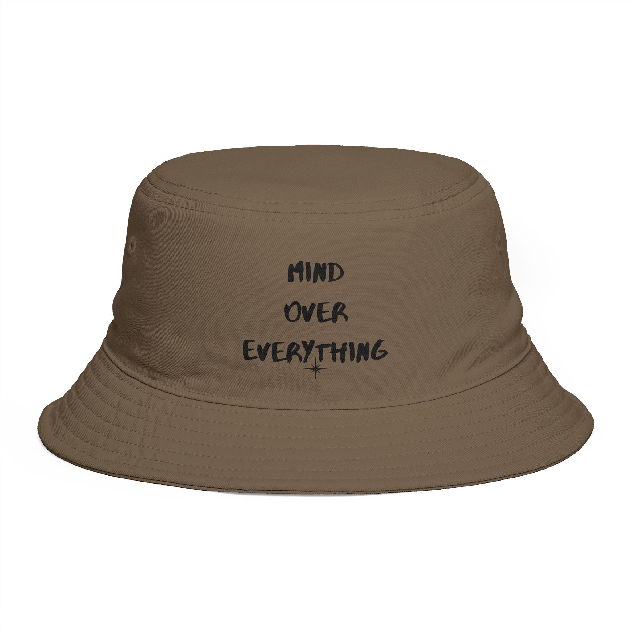 Mind Over Everything Brown Bucket Hat — Inspirational Casual Sun Hat