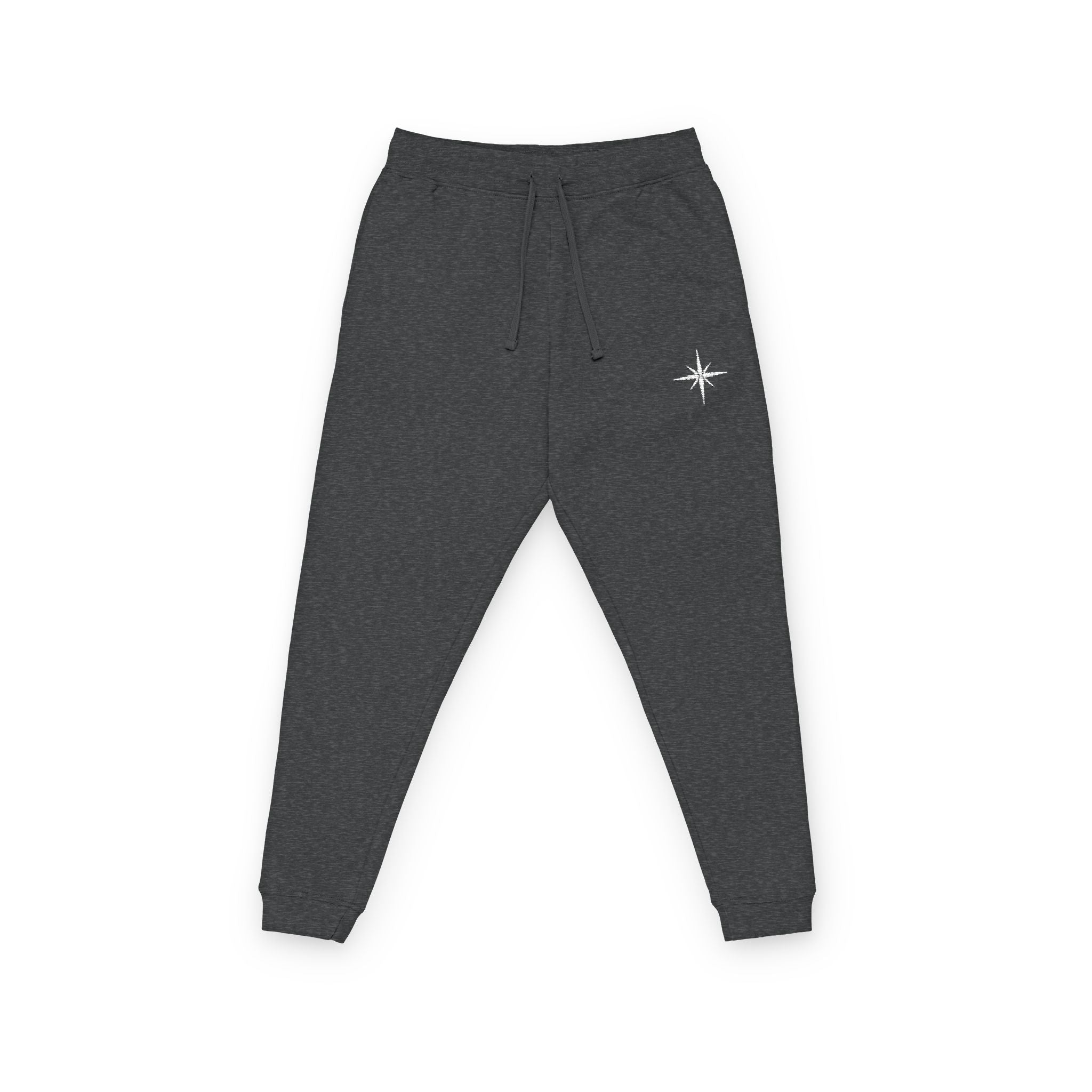 Embroidered Compass Star Joggers - Cozy Fleece Sweatpants