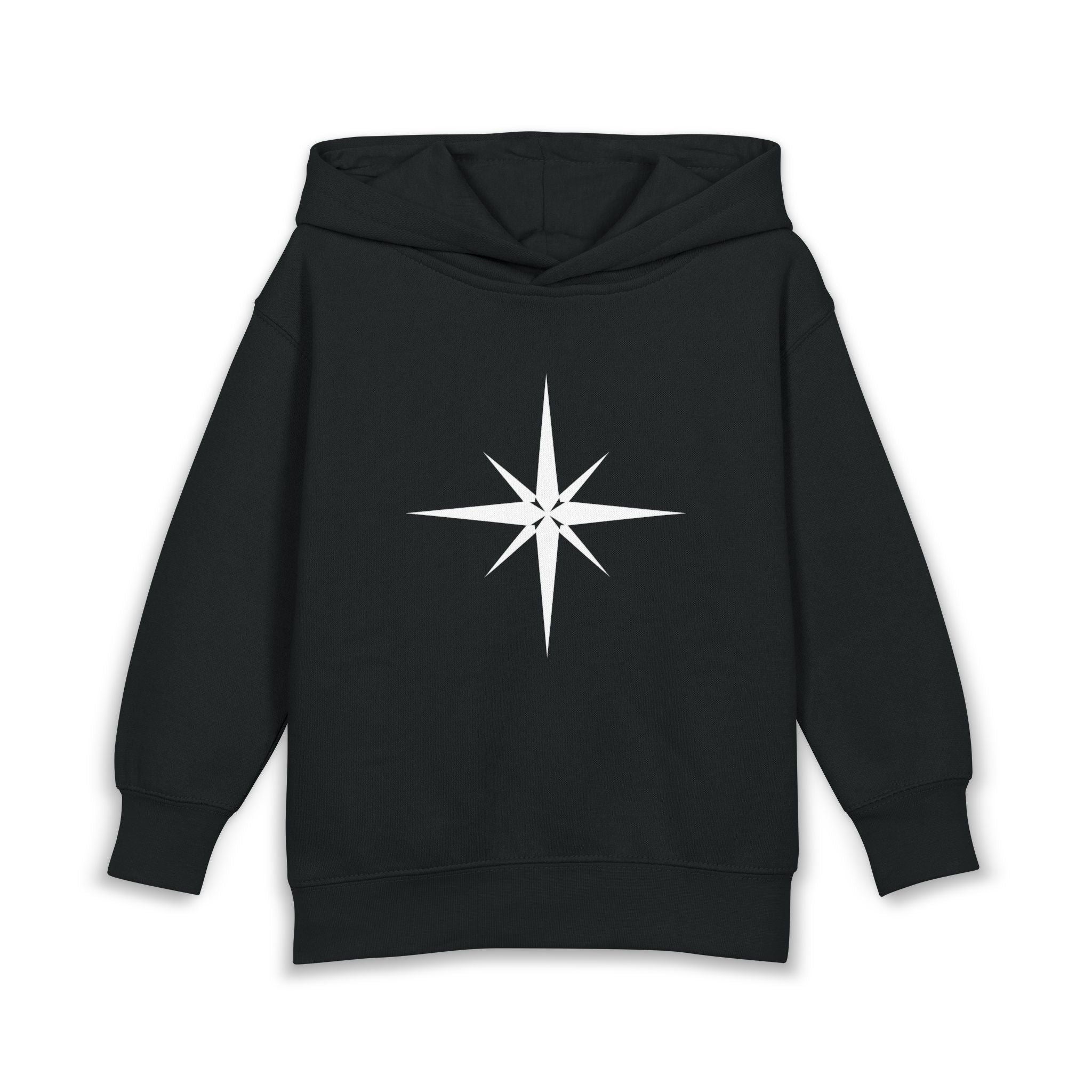 Toddler Hoodie with Star Compass Graphic — Cozy Fleece Pullover for Kids