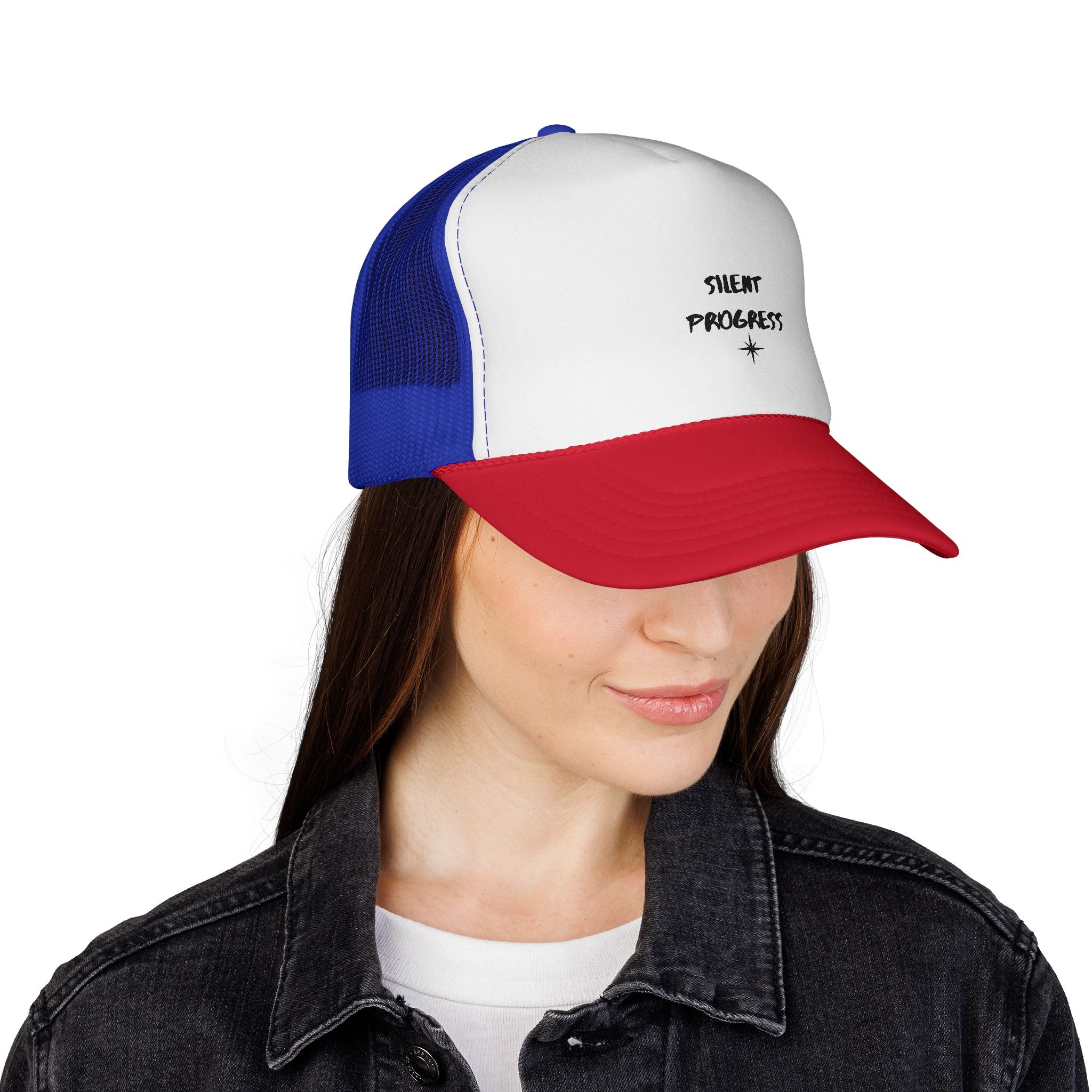 Trucker Cap — “Silent Progress” Minimal Embroidered Mesh Hat