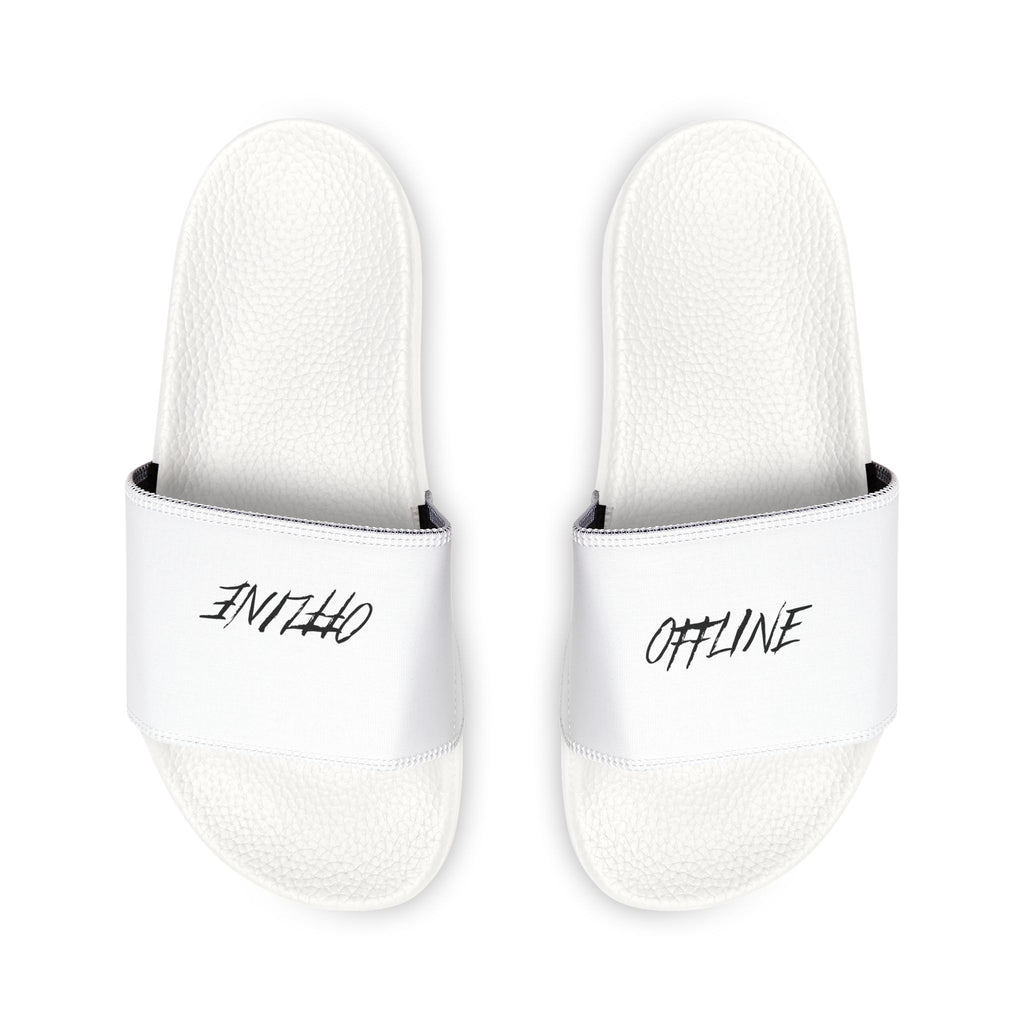 Men's White 'OFFLINE' Slide Sandals — Removable-Strap Casual Pool & Lounge Slides