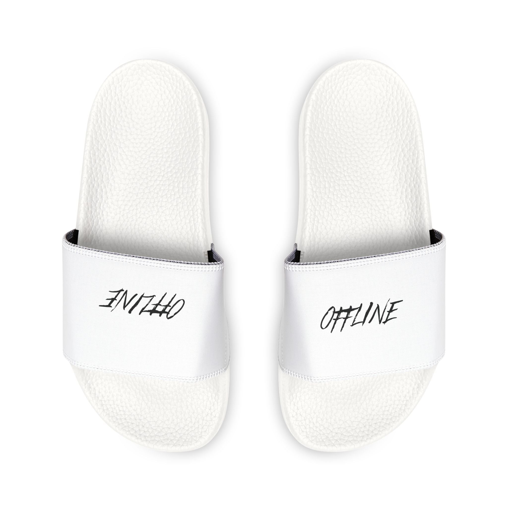 Men's White 'OFFLINE' Slide Sandals — Removable-Strap Casual Pool & Lounge Slides
