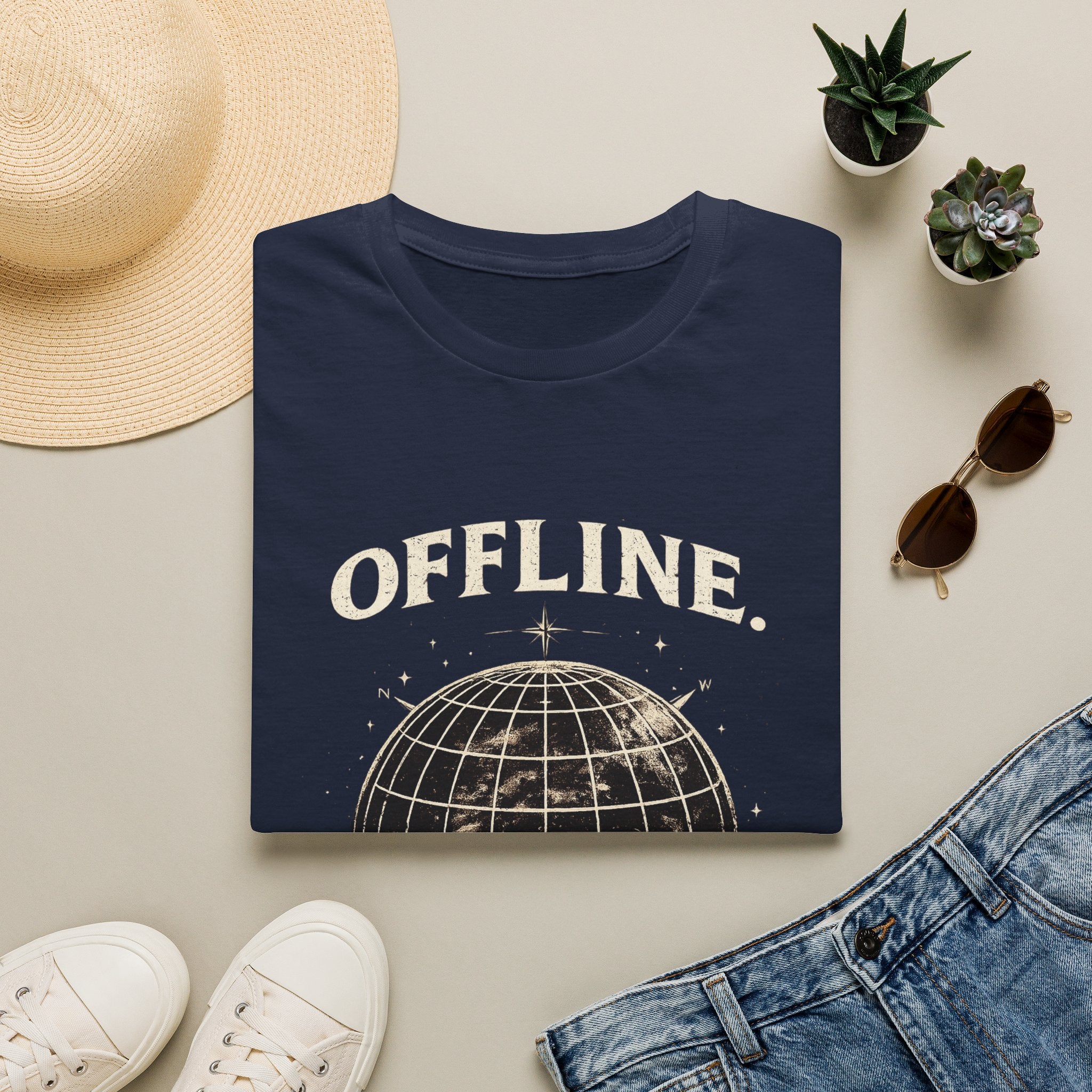 Offline Globe T-Shirt — Vintage Travel & Digital Detox Tee