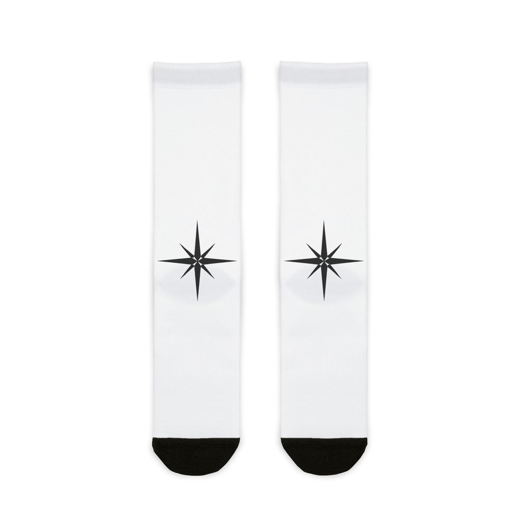 Compass Star Crew Socks — Sublimated White Athletic Socks