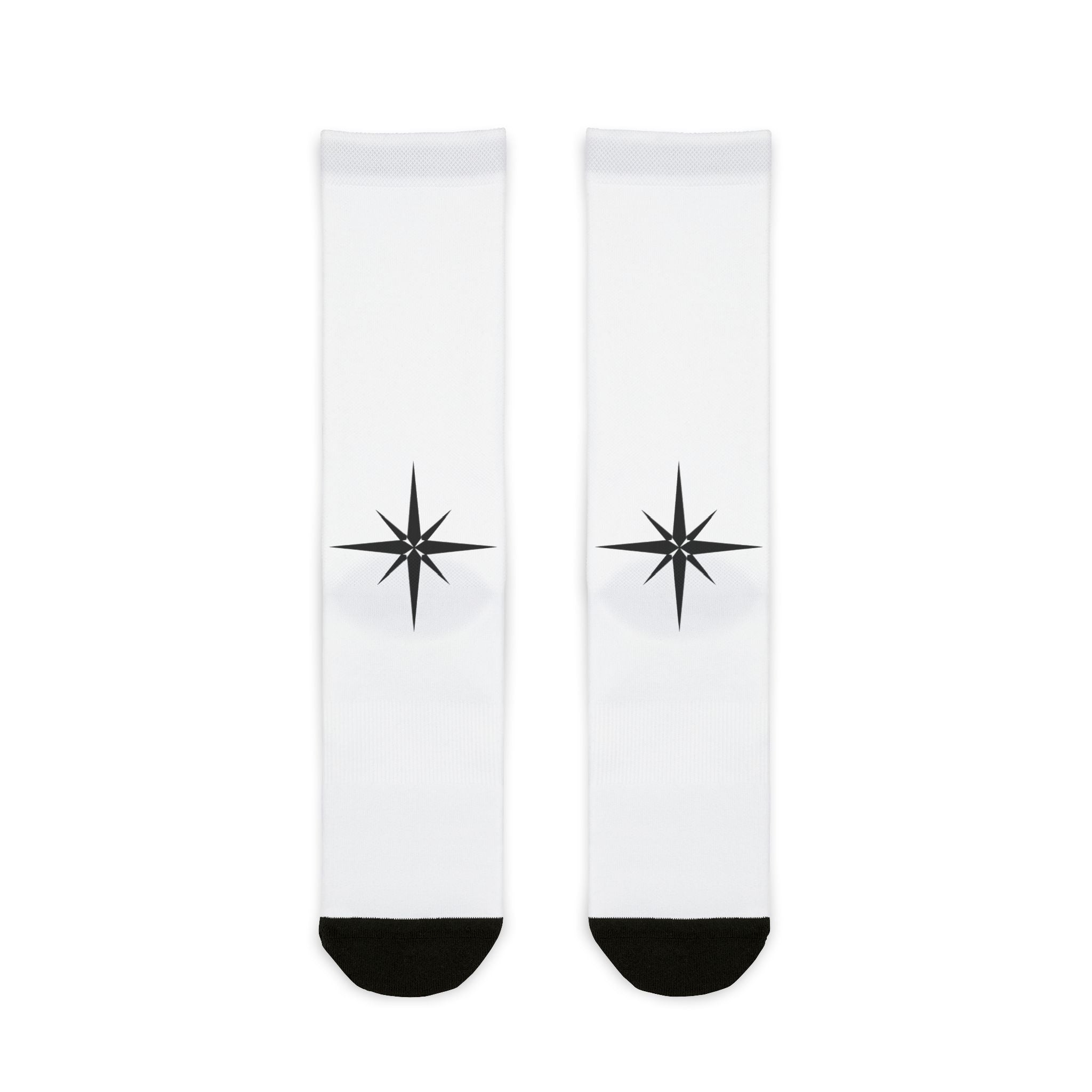 Compass Star Crew Socks — Sublimated White Athletic Socks
