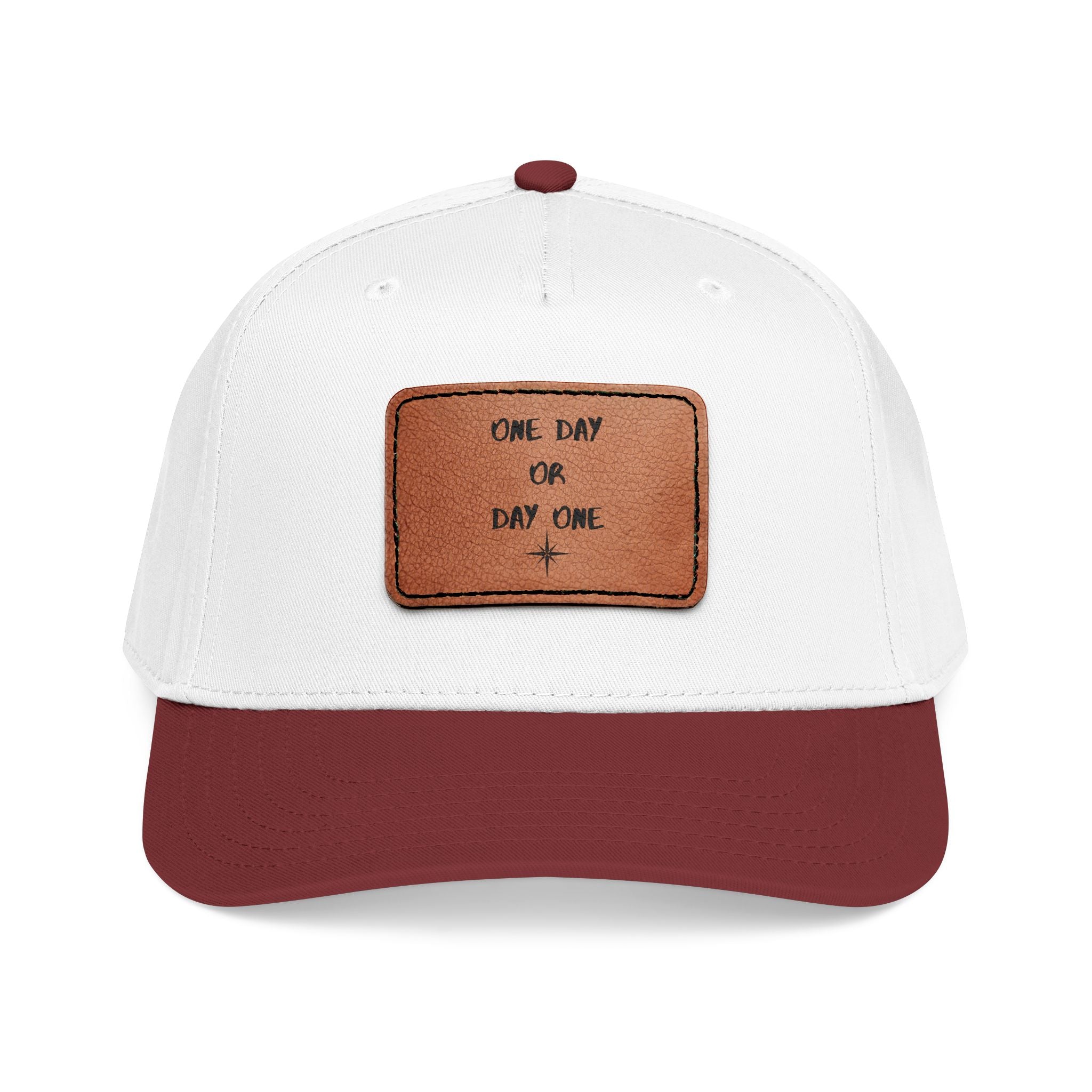 Baseball Cap — Leather Patch “One Day or Day One” Motivational Hat