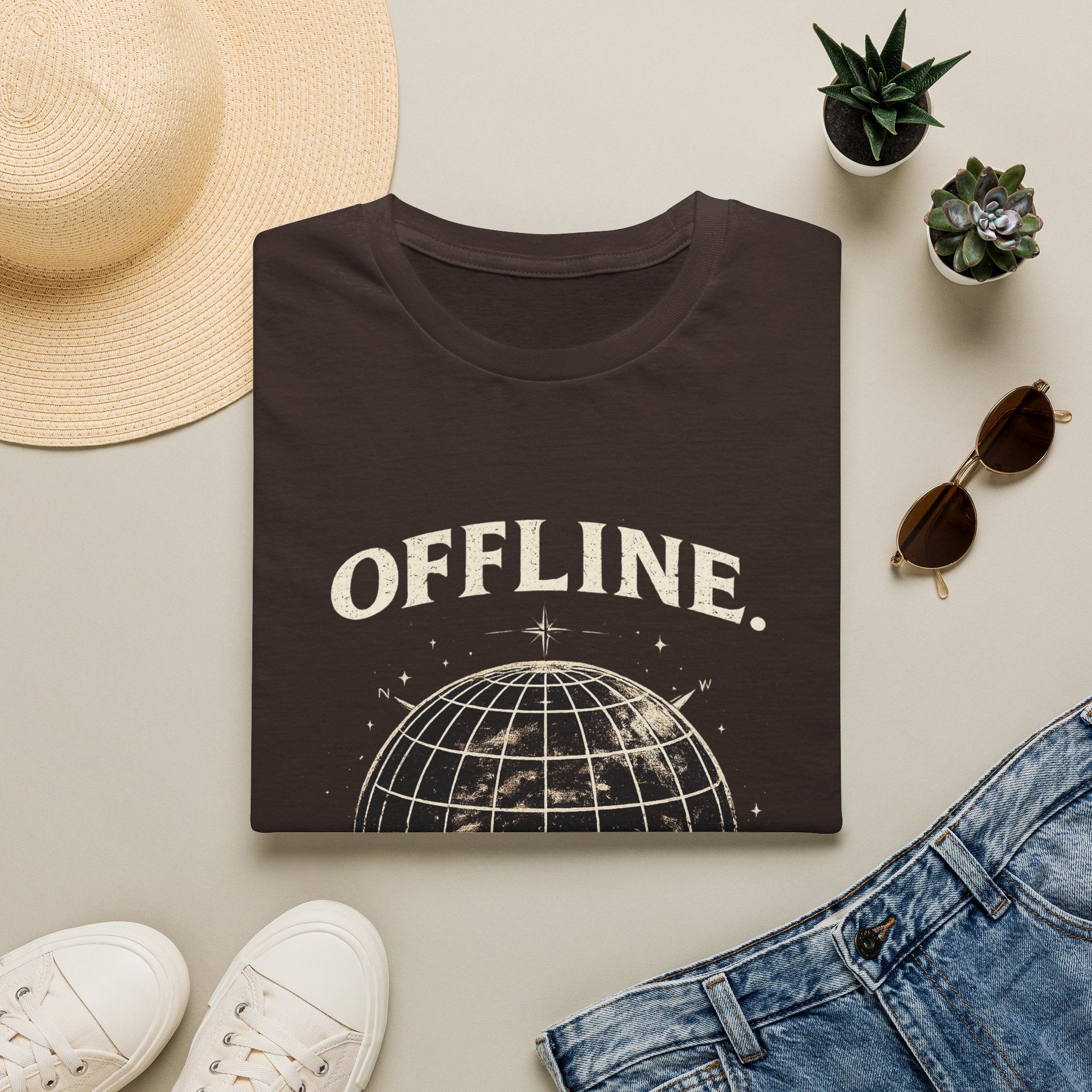 Offline Globe T-Shirt — Vintage Travel & Digital Detox Tee